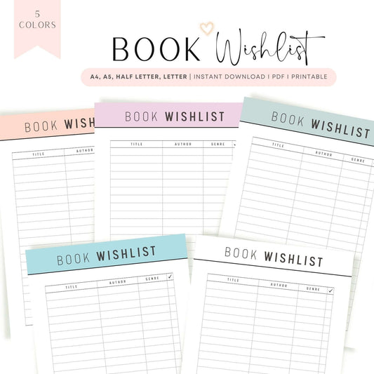 Book Wish list Template Printable