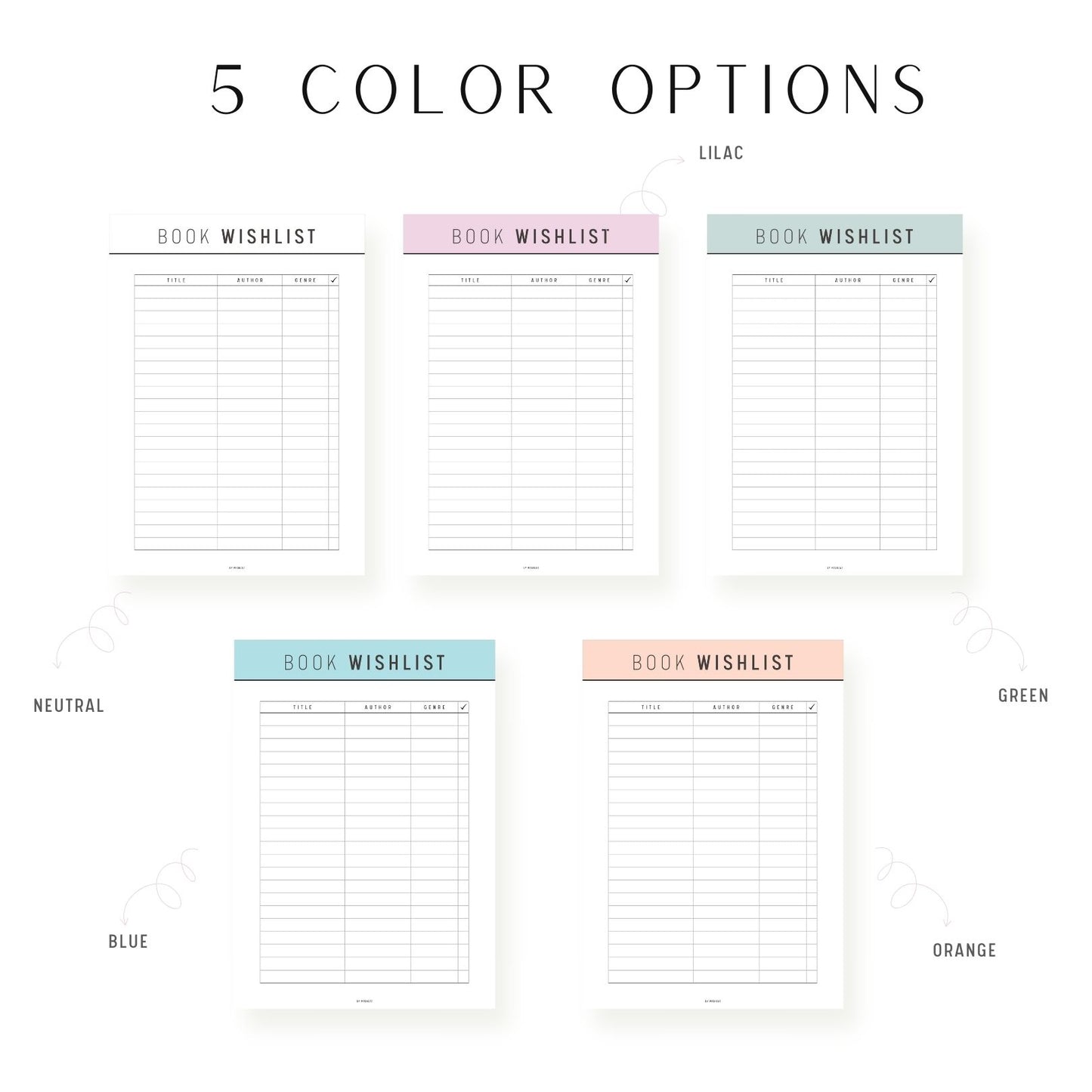 Colorful Book Wish list Template Printable