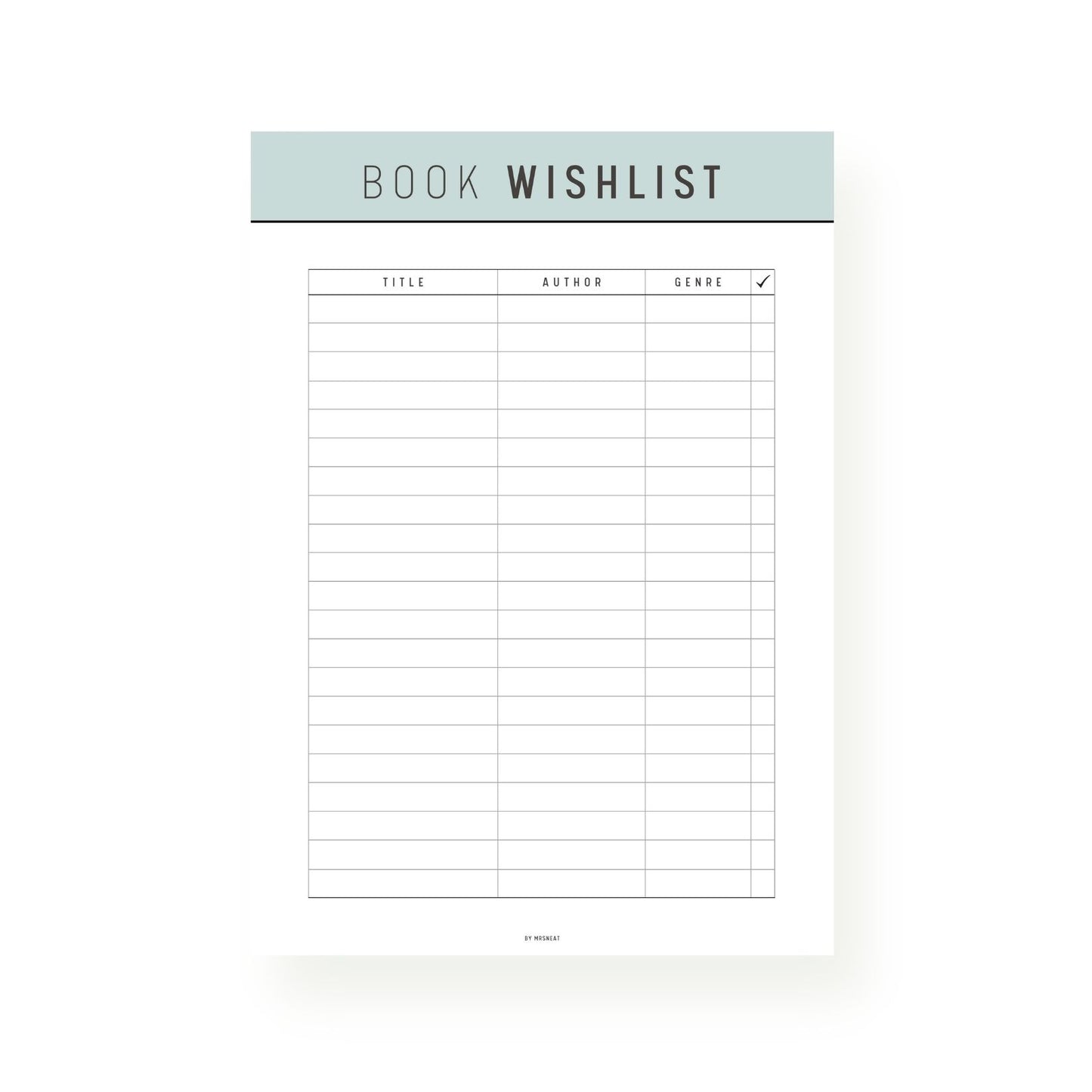 Green Book Wish list Template Printable