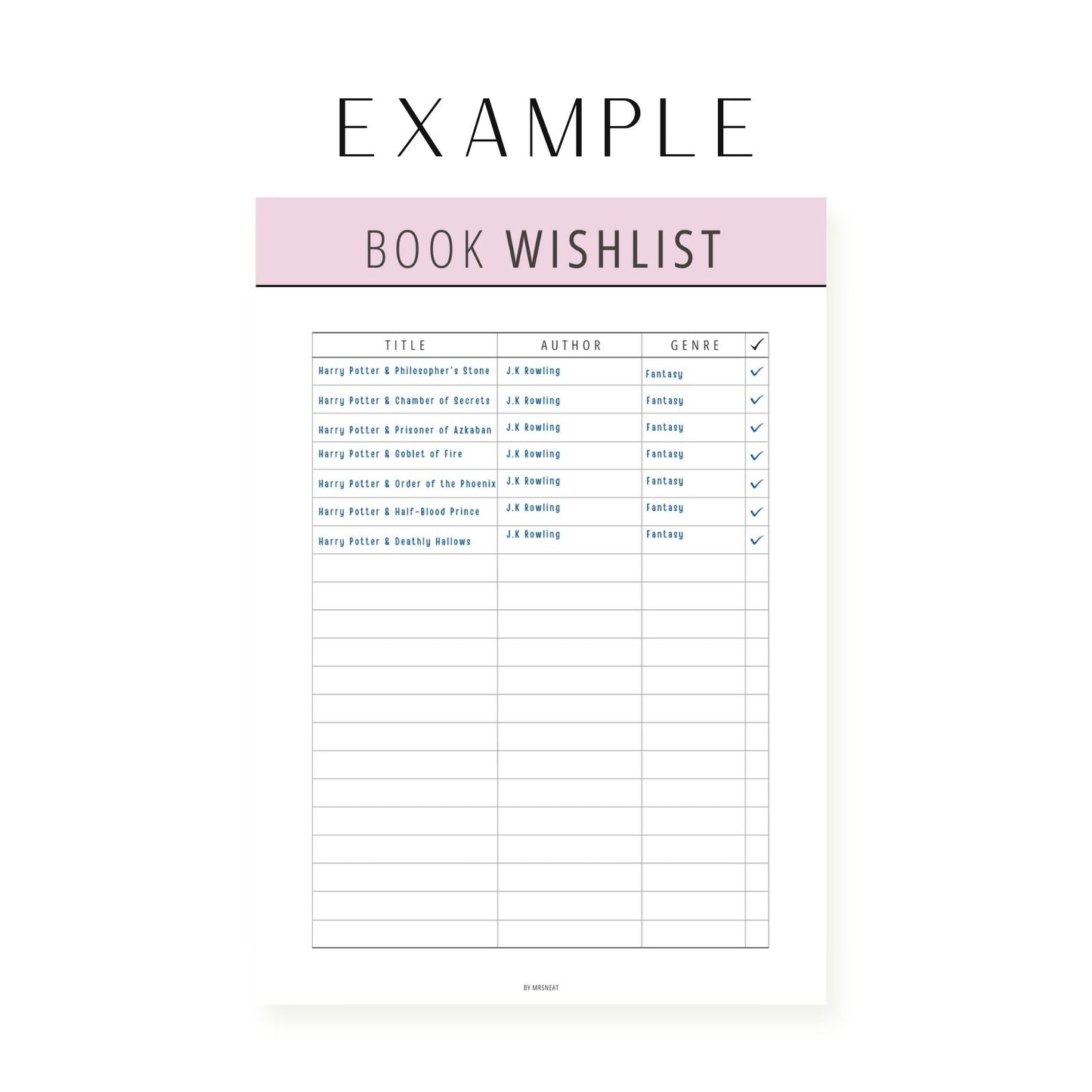 Lilac Book Wish list Template Printable