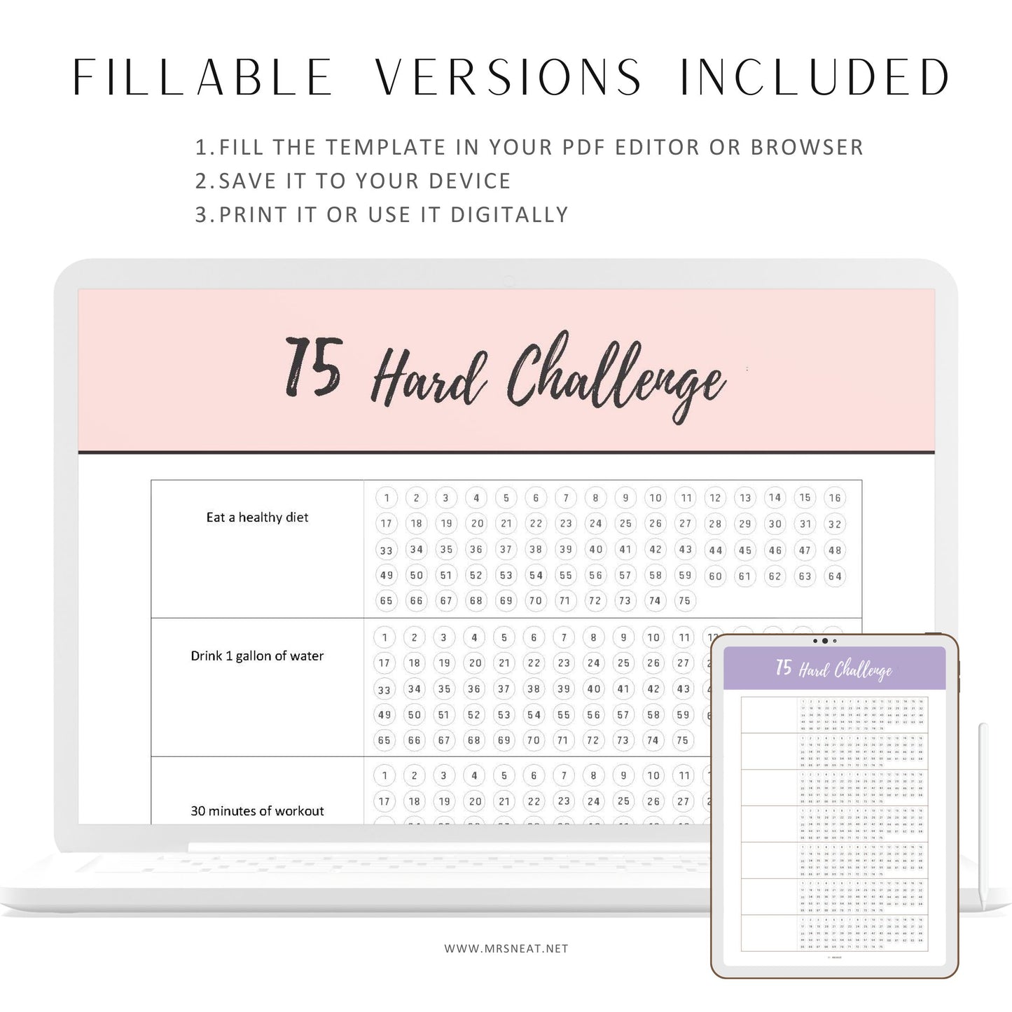 Printable 75 Hard Challenge Template