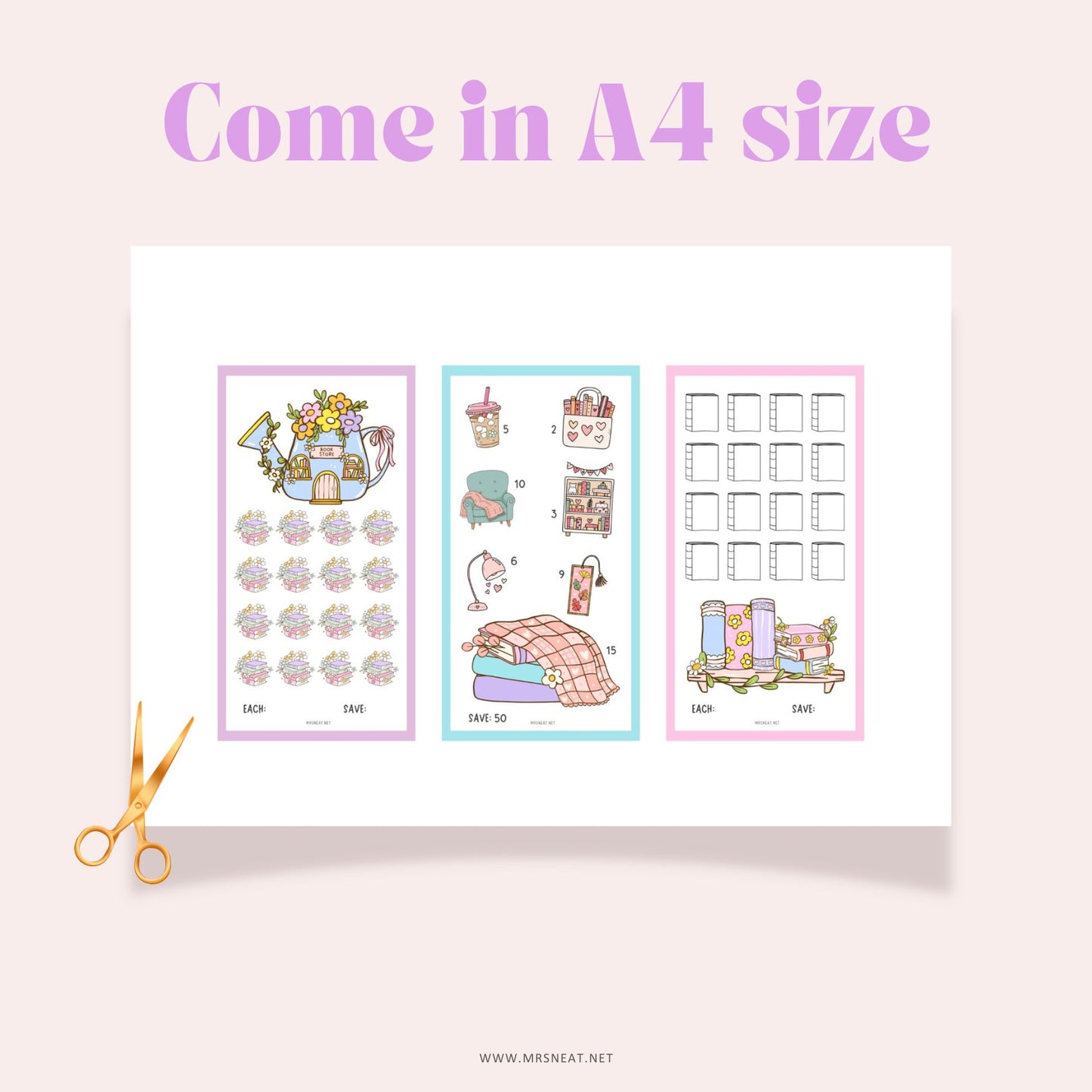 3 challenges Cute Mini Bookish Savings Challenge for Book Club in A4 size 