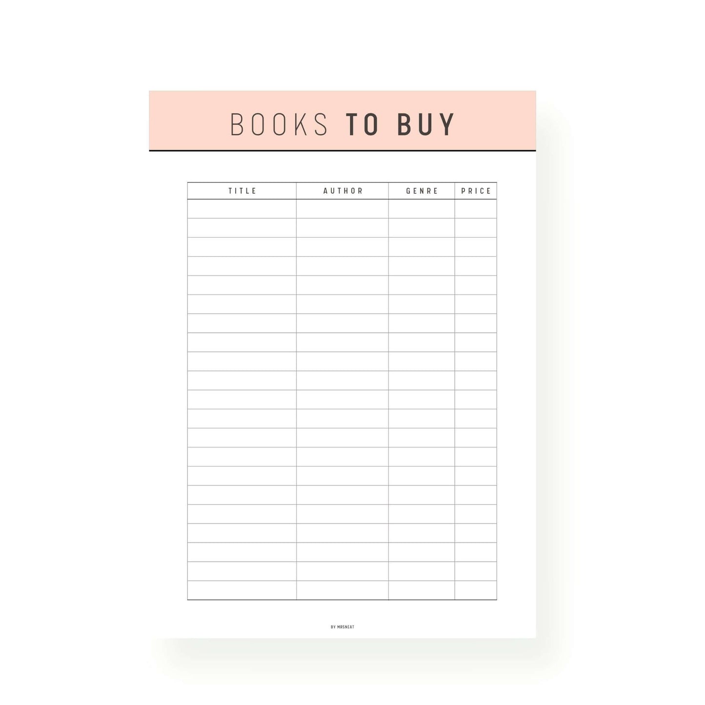 Orange Books To Buy Template Printable