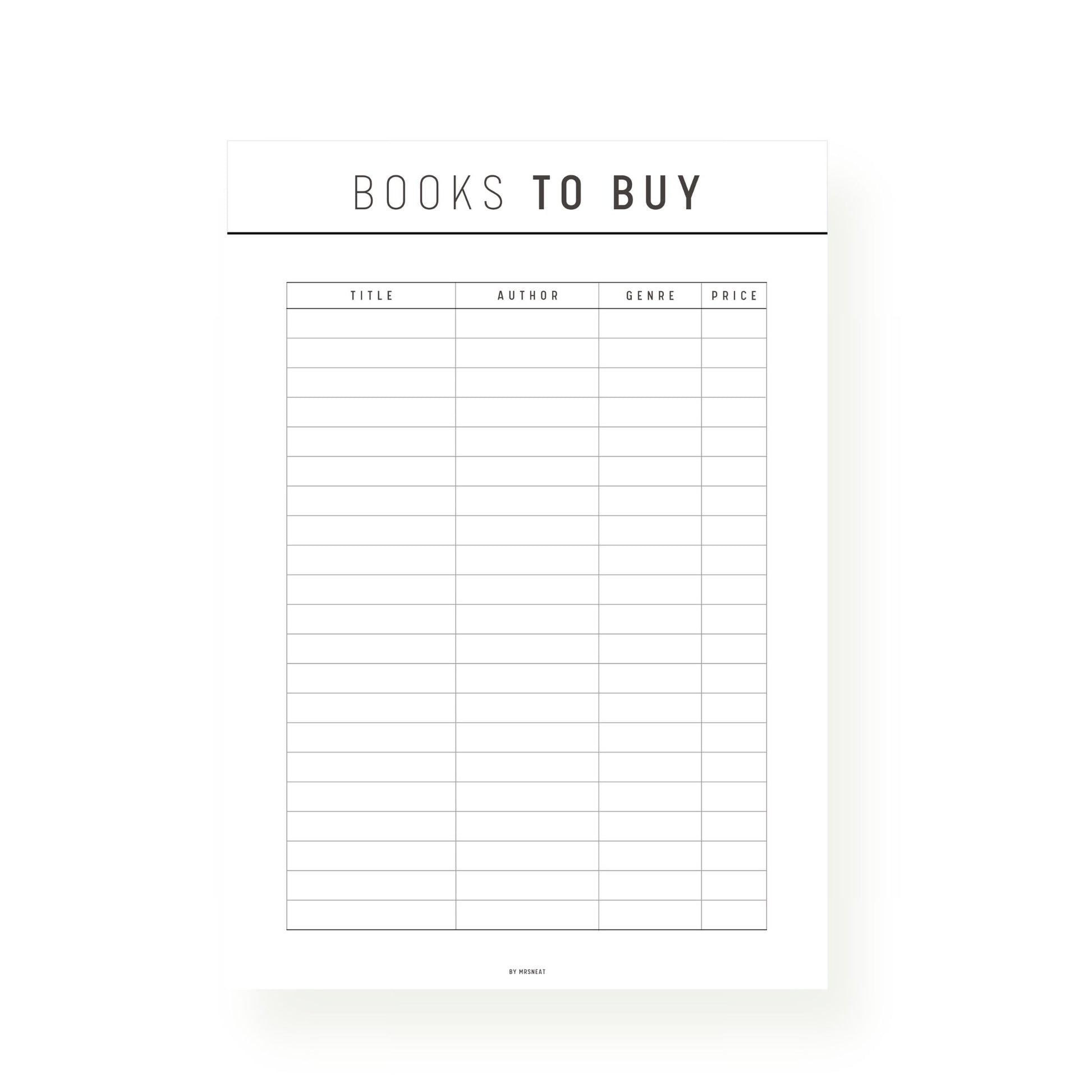 Neutral Books To Buy Template Printable