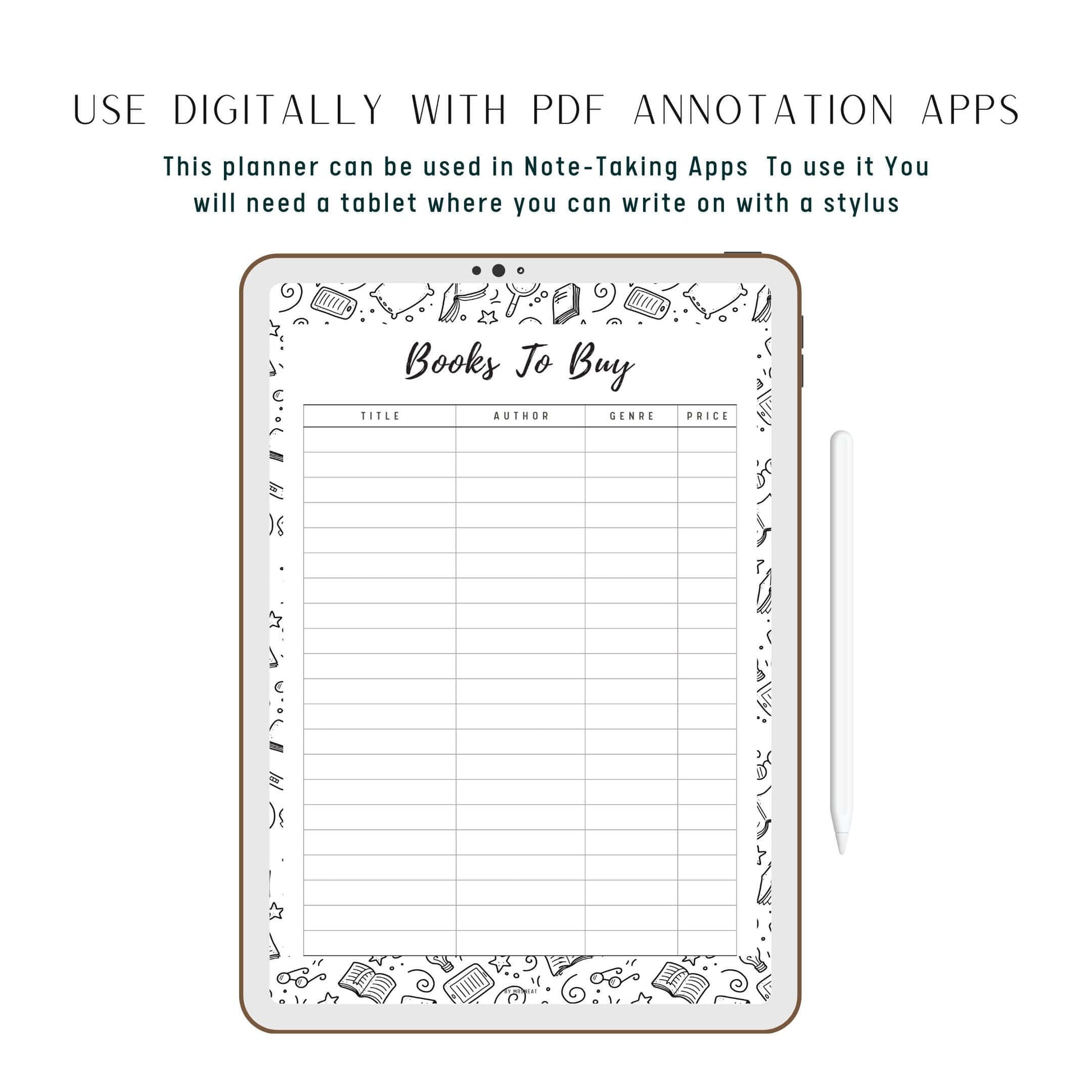 Books To Buy Template Printable, Pink, Peach, Blue, Green, Neutral, A4, A5, Letter, Half Letter, Digital Planner