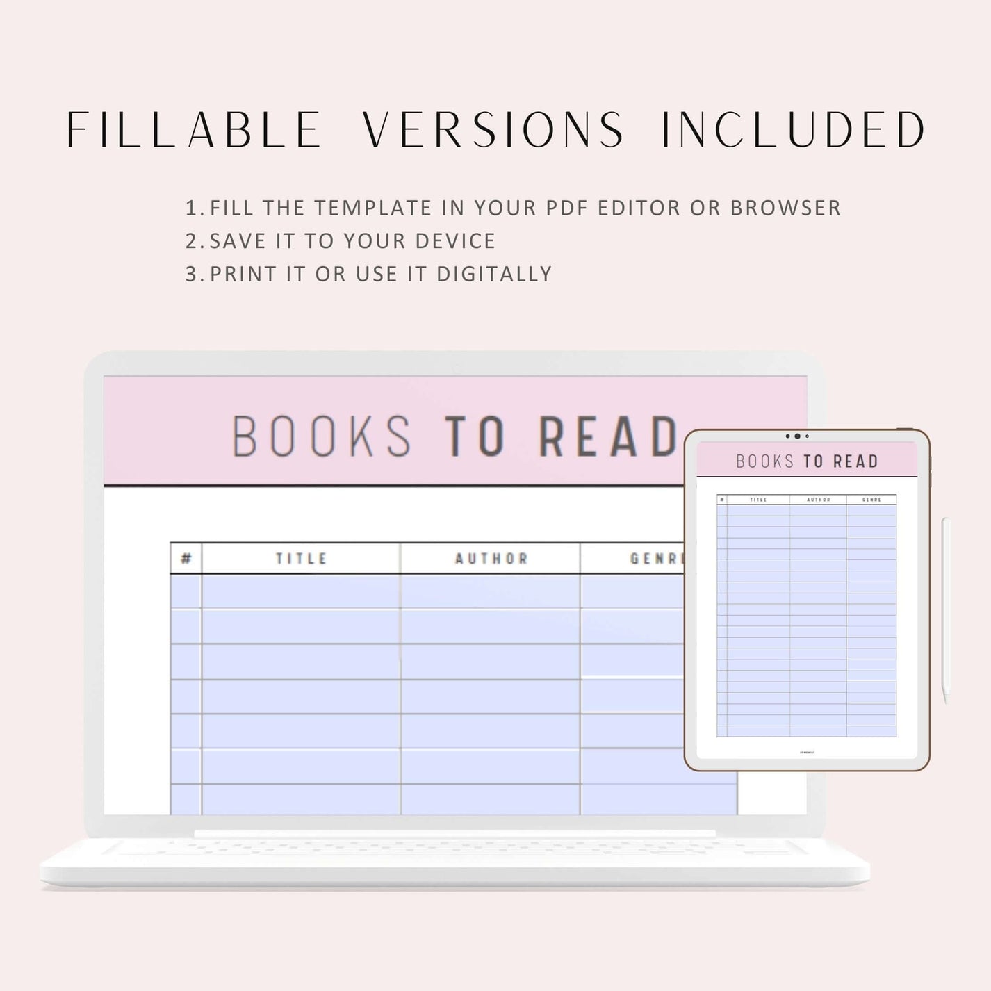 Books to Read List Template Printable M219 mrsneat