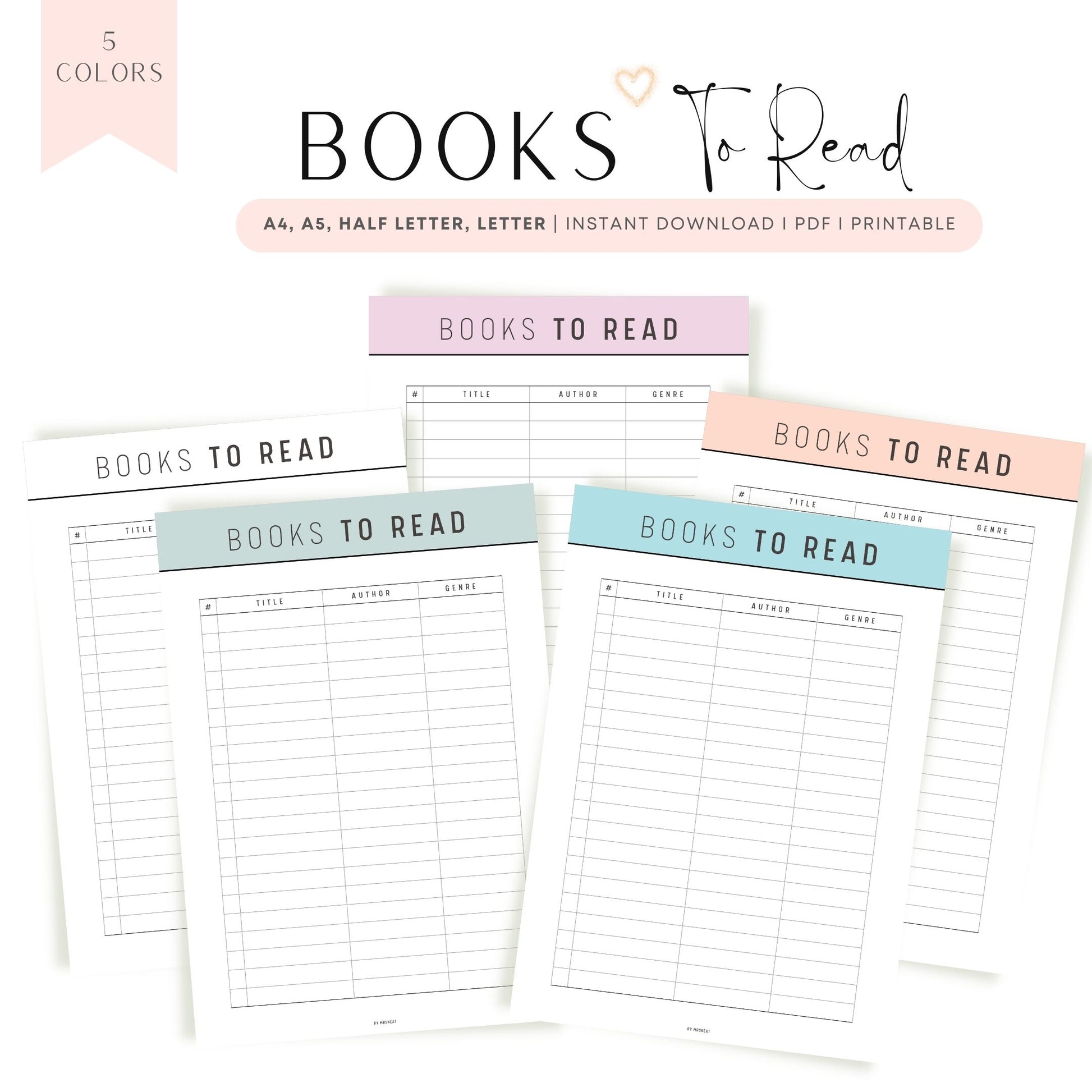 Books to Read List Template Printable
