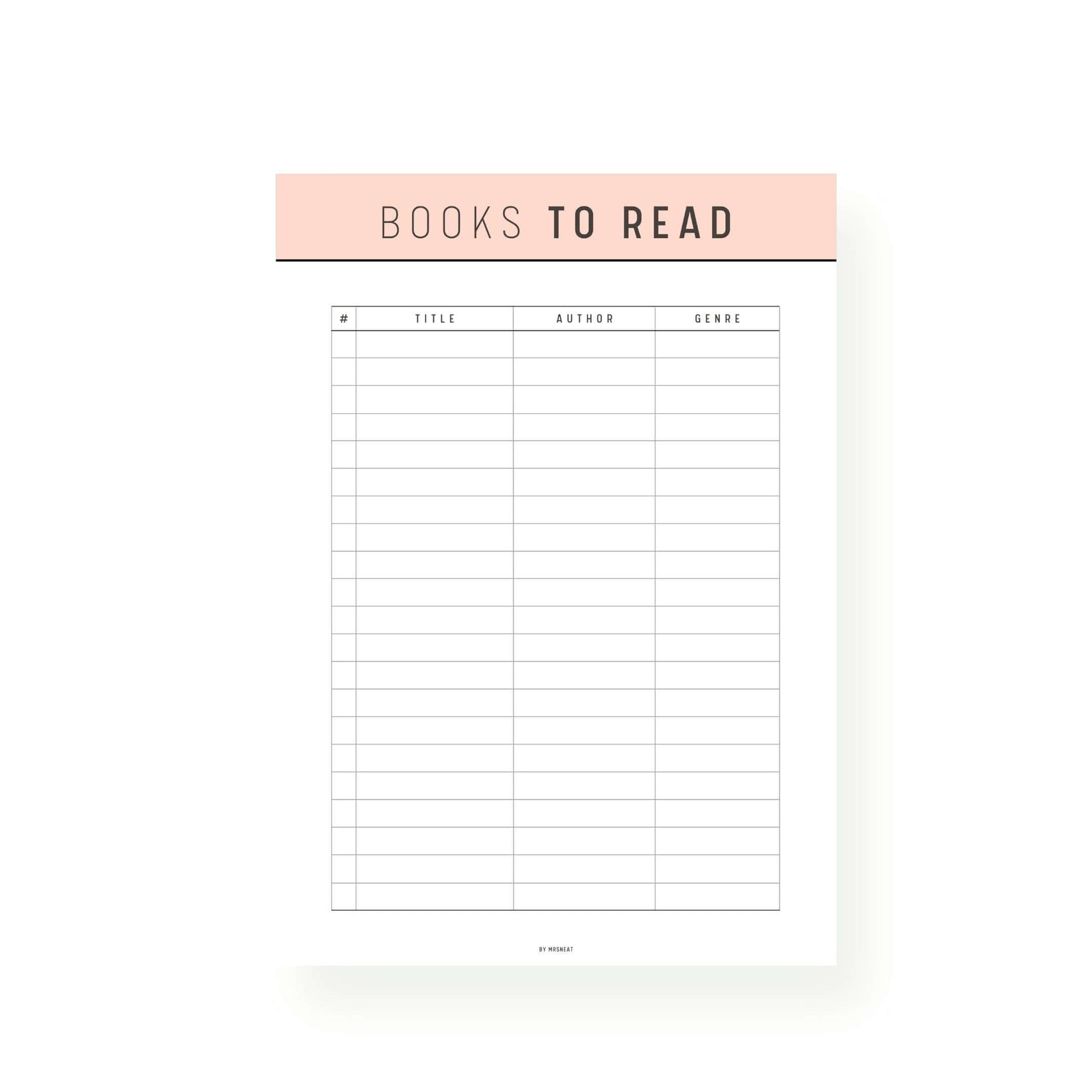 Books to Read List Template Printable M219 mrsneat