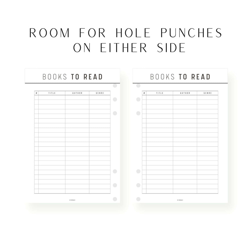 Books to Read List Template Printable - M219 – mrsneat