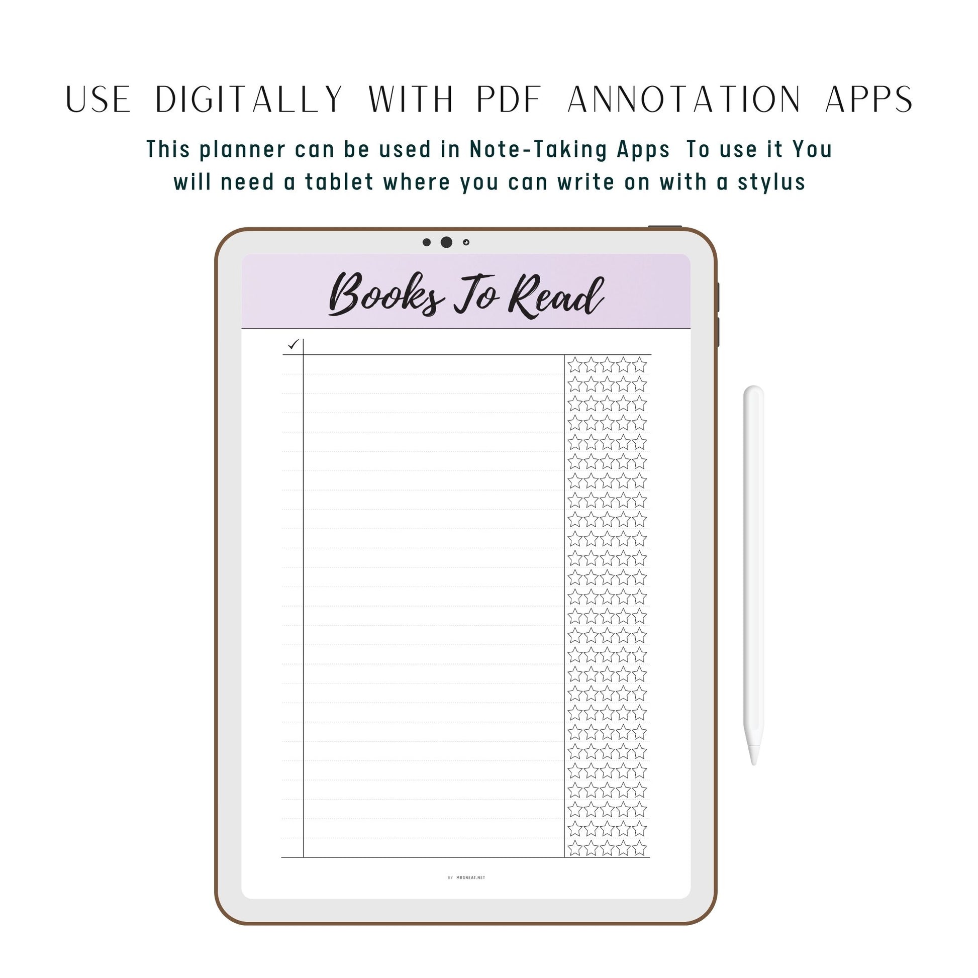 Digital Purple Books To Read List Template PDF
