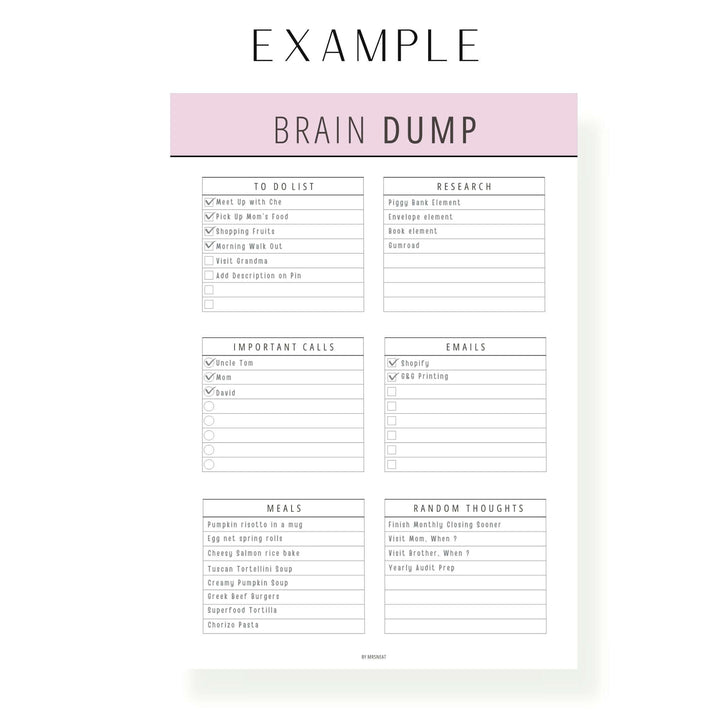Brain Dump Page – mrsneat