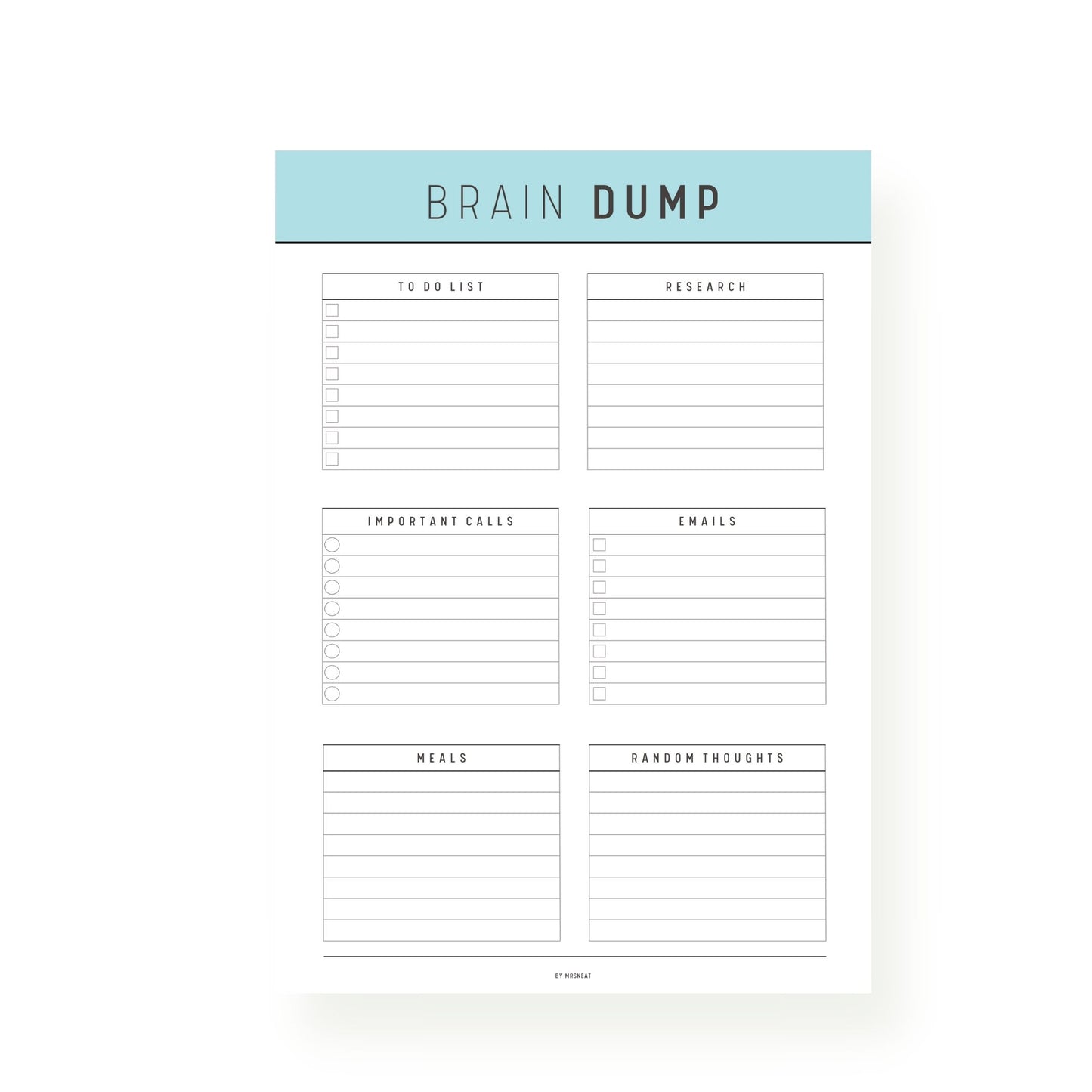 Brain Dump Page Printable