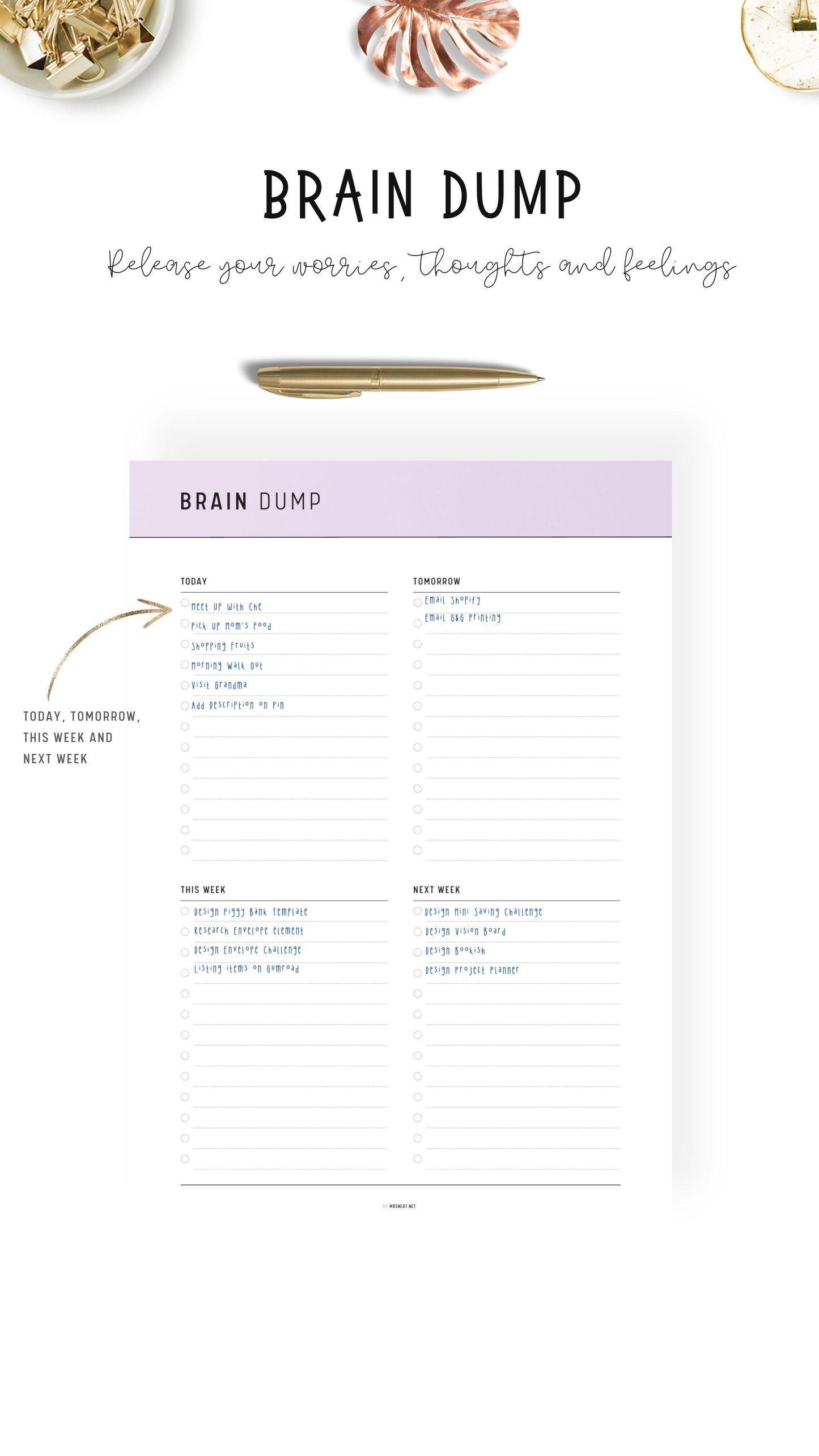 How to use Brain Dump Template PDF