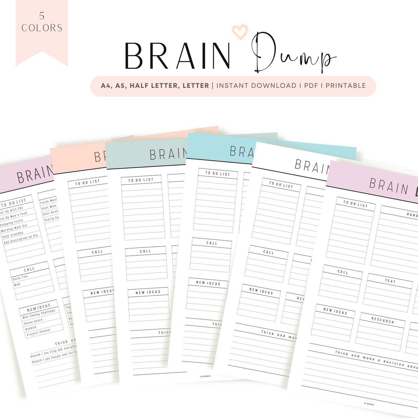 Brain Dump Planner Printable
