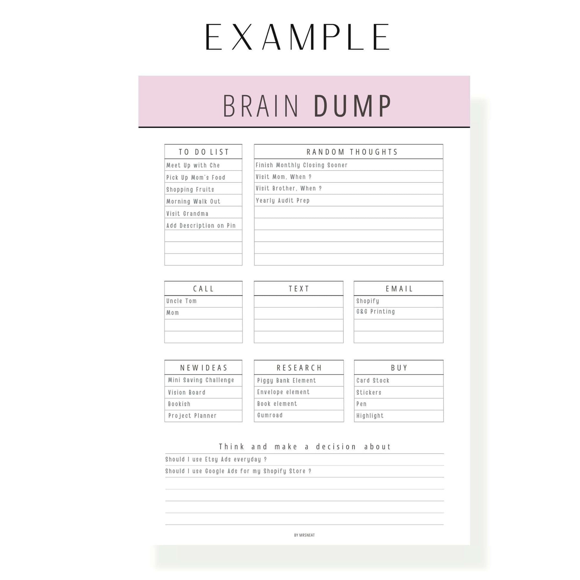 Brain Dump Printable - M237 – mrsneat brain-dump-printable-m237-mrsneat