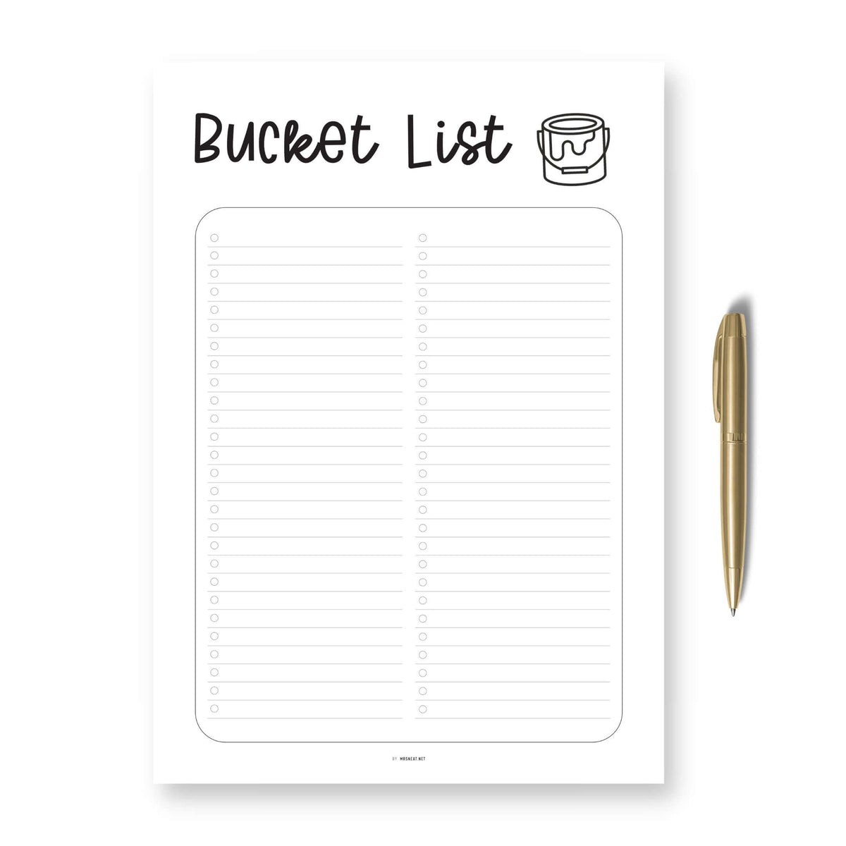 Layout Bucket List Label Bucket List Template