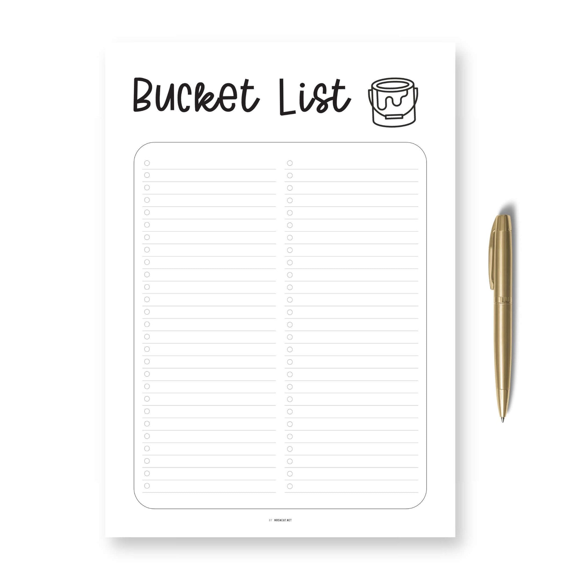 Bucket List Template Printable, Life Goals List, Goal Tracker, Travel List, To Do List Template, Dream List Printable, Things To Do List PDF, A4, A5, Letter, Half Letter, Digital Planner