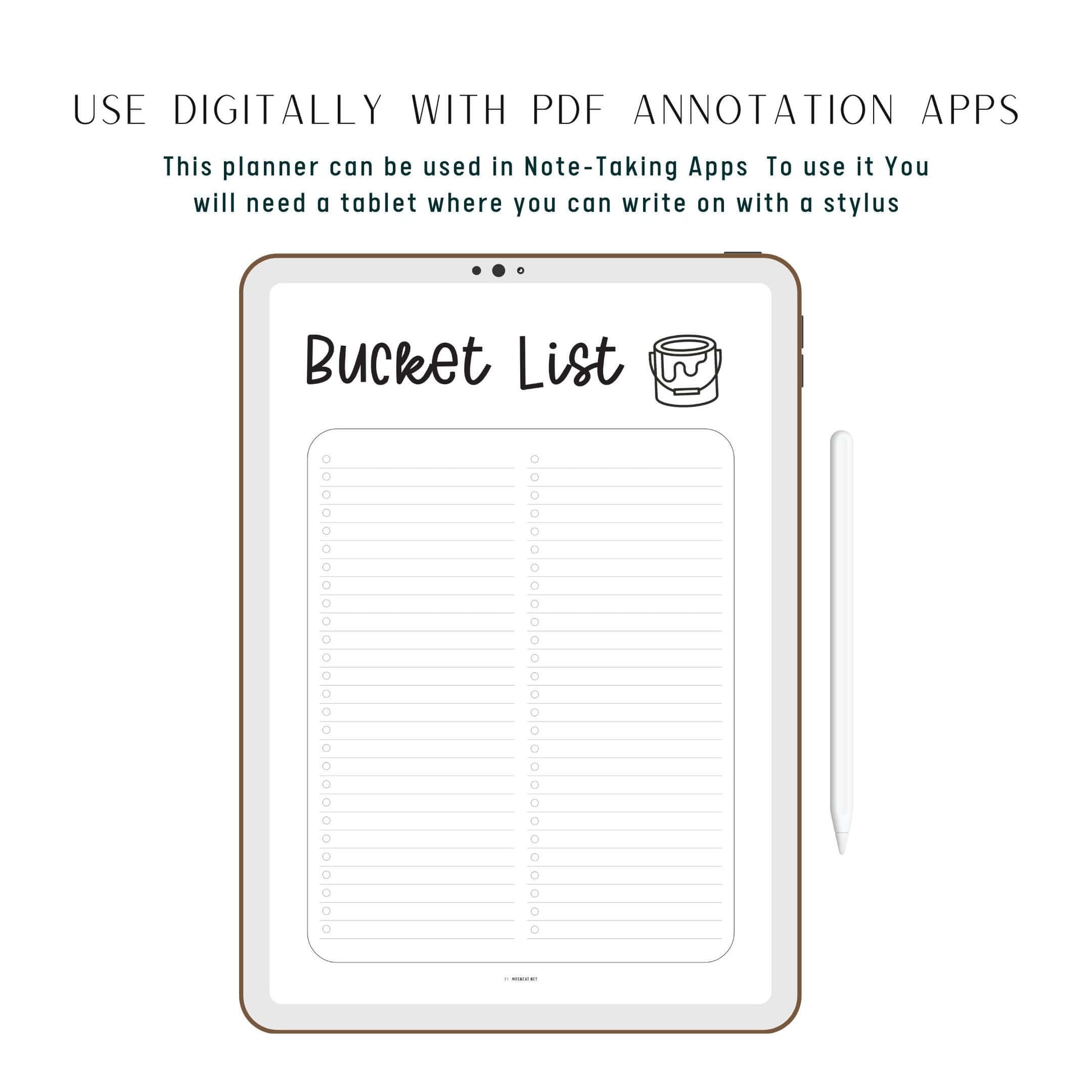 Bucket List Template Printable, Life Goals List, Goal Tracker, Travel List, To Do List Template, Dream List Printable, Things To Do List PDF, A4, A5, Letter, Half Letter, Digital Planner