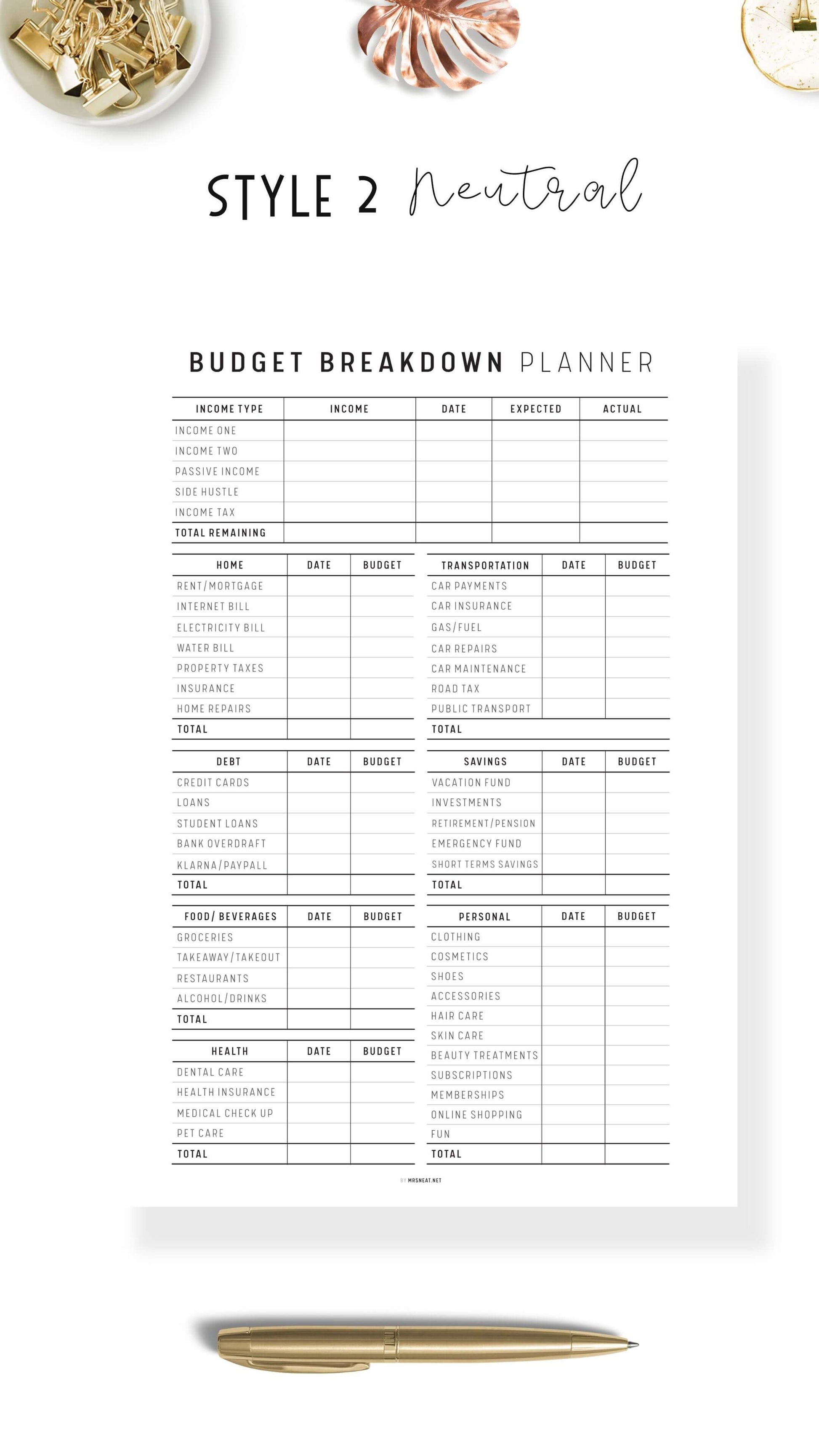 Best Monthly Budget Planner Template Printable, Budget Breakdown Template, Colorful Planner, Minimalist Planner, A4, A5, Letter, Half Letter, PDF