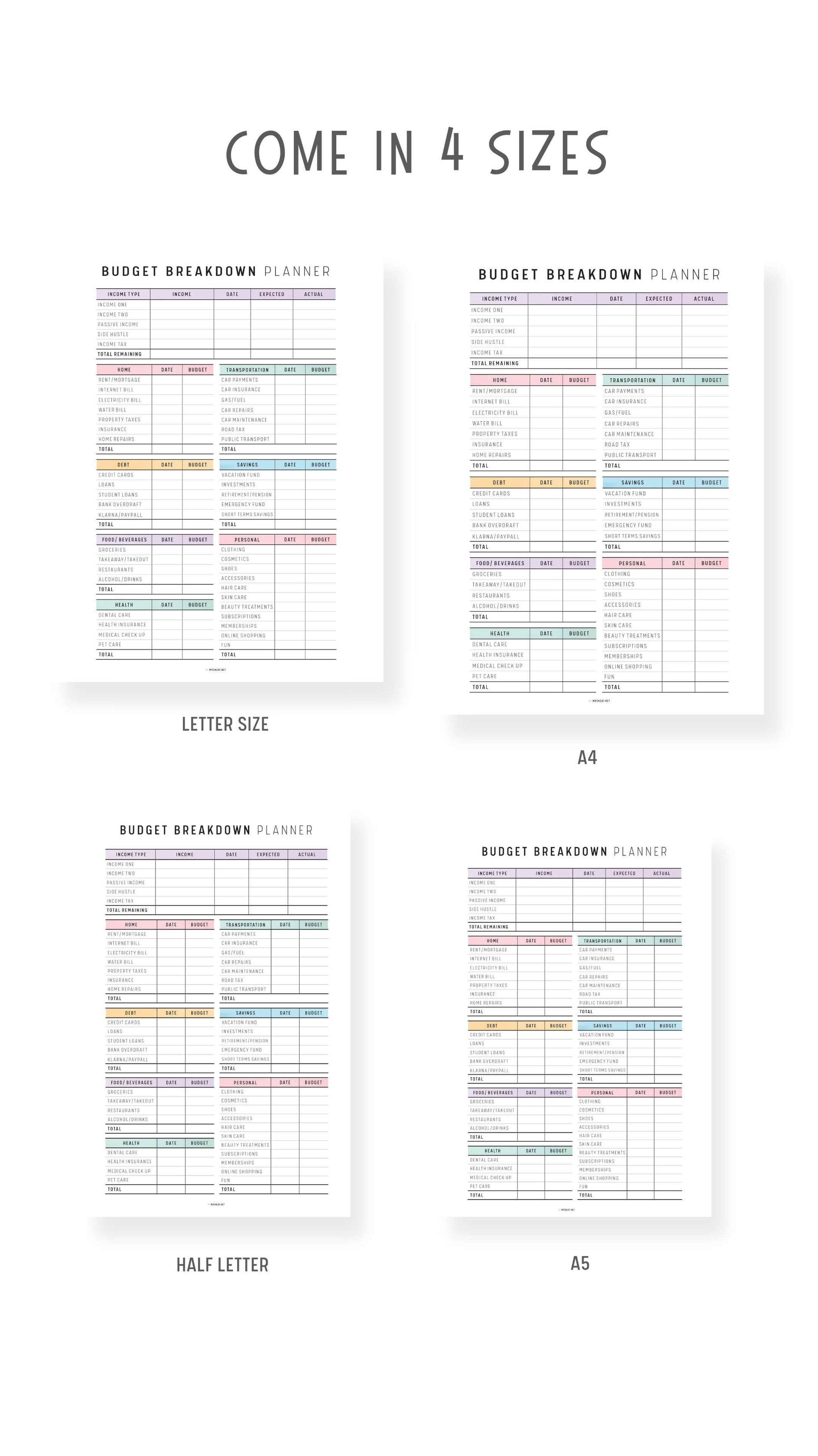 Best Monthly Budget Planner Template Printable, Budget Breakdown Template, Colorful Planner, Minimalist Planner, A4, A5, Letter, Half Letter, PDF