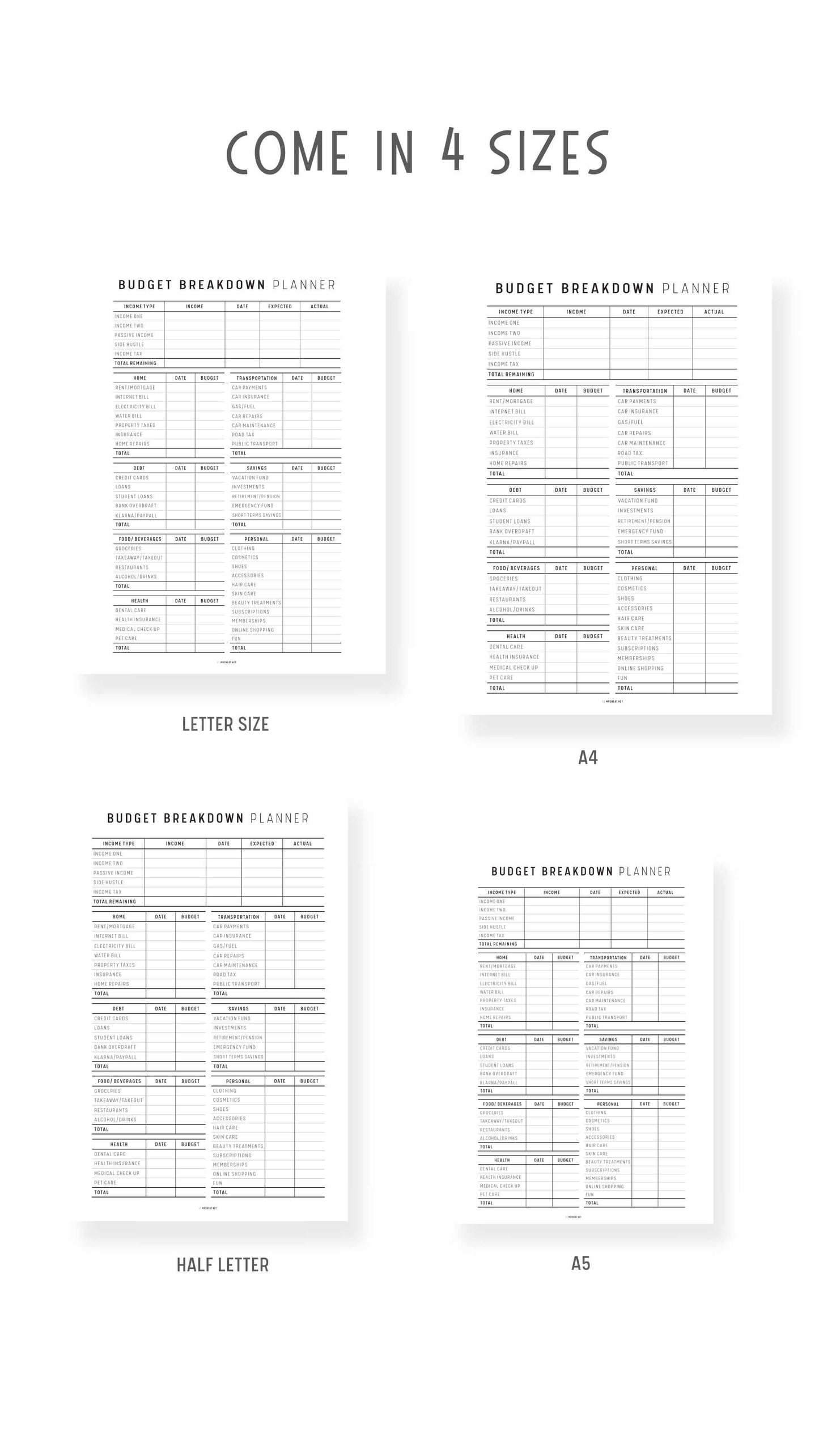 Best Monthly Budget Planner Template Printable, Budget Breakdown Template, Colorful Planner, Minimalist Planner, A4, A5, Letter, Half Letter, PDF