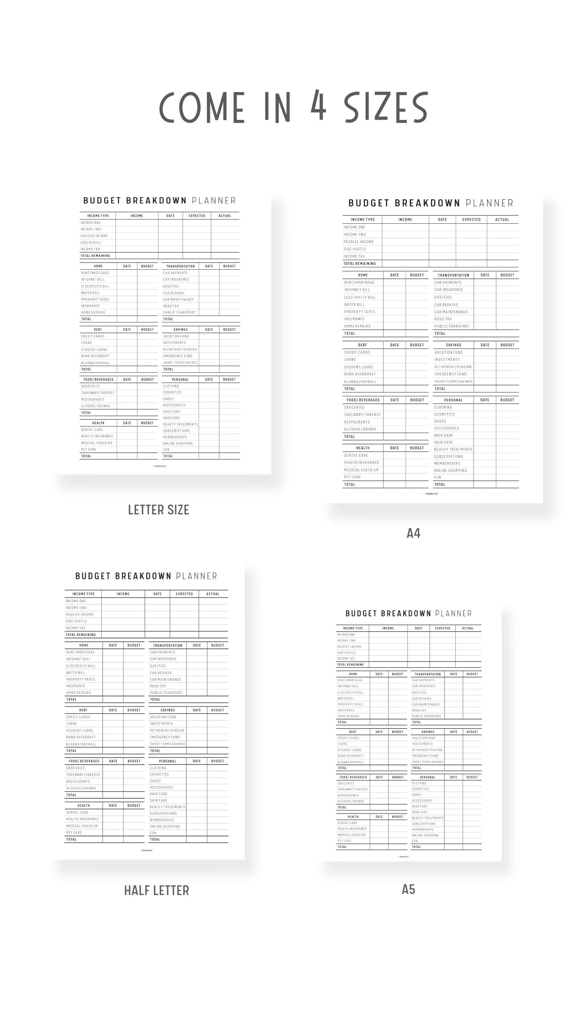 Best Monthly Budget Planner Template Printable, Budget Breakdown Template, Colorful Planner, Minimalist Planner, A4, A5, Letter, Half Letter, PDF