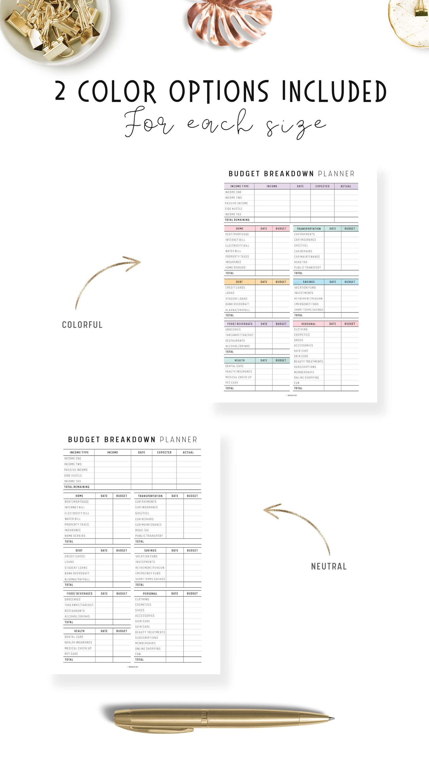 Best Monthly Budget Planner Template Printable, Budget Breakdown Template, Colorful Planner, Minimalist Planner, A4, A5, Letter, Half Letter, PDF