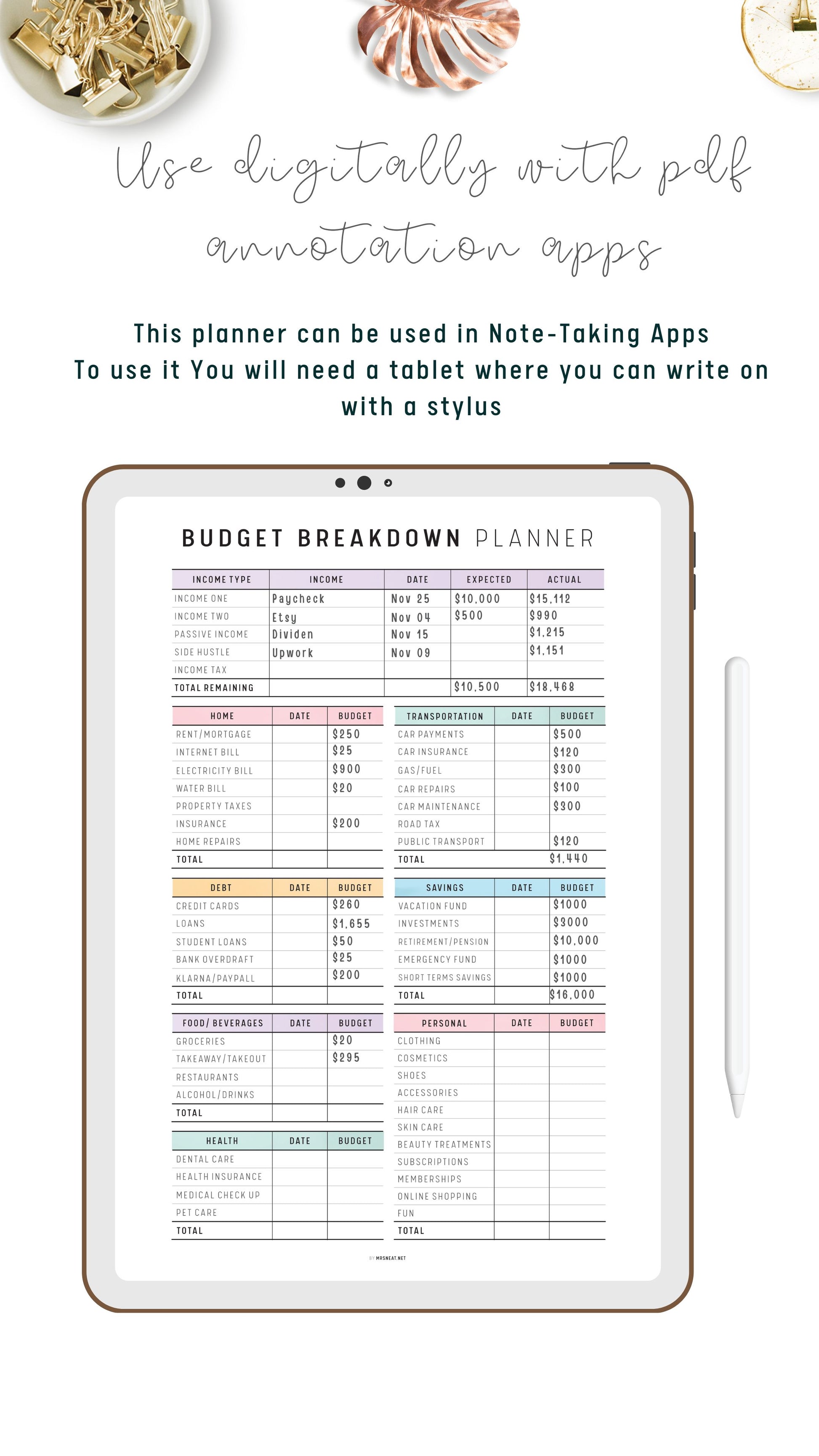 Best Monthly Budget Planner Template Printable, Budget Breakdown Template, Colorful Planner, Minimalist Planner, A4, A5, Letter, Half Letter, PDF