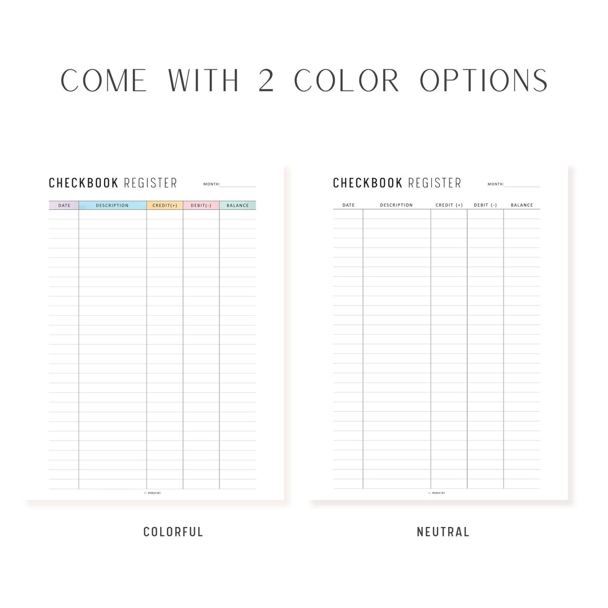 Checkbook Register Printable - M444 – mrsneat