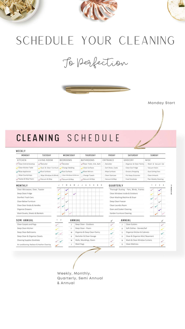 Cleaning Schedule Landscape Template - 2 Versions – mrsneat