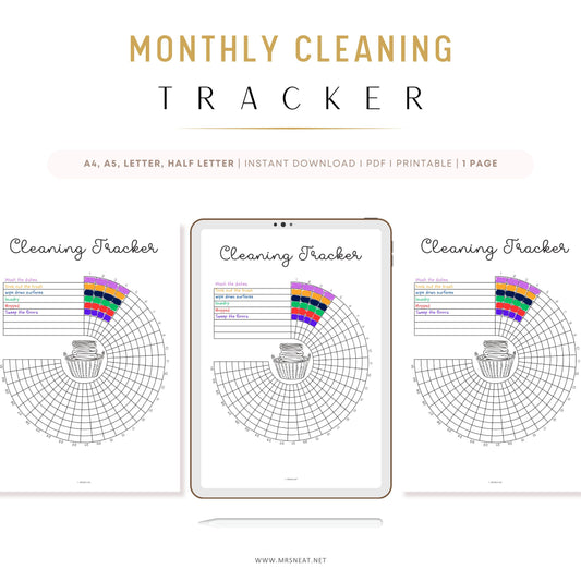 Cleaning Tracker PRINTABLE Journal Page, Habit Tracker, Track Cleaning, Cleaning Planner Page, Cleaning Journal, Cleaning Template, A4, A5, Letter, Half Letter