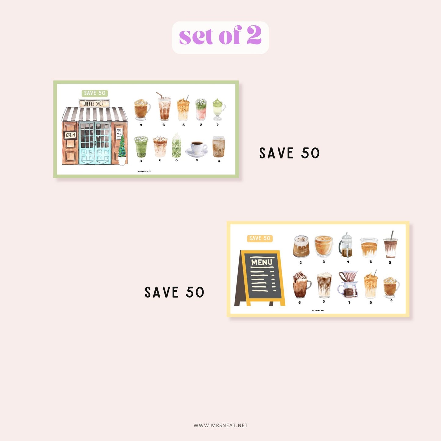 Coffee Fund Savings Challenge, Tiny Mini Savings Challenge, 2 Challenges, A6, Printable, Digital Download, Budget Tracker, Savings Tracker, Money Tracker, Fun Mini Game, Cash Stuffing, Low Income Savings Challenge, Low income budget tracker
