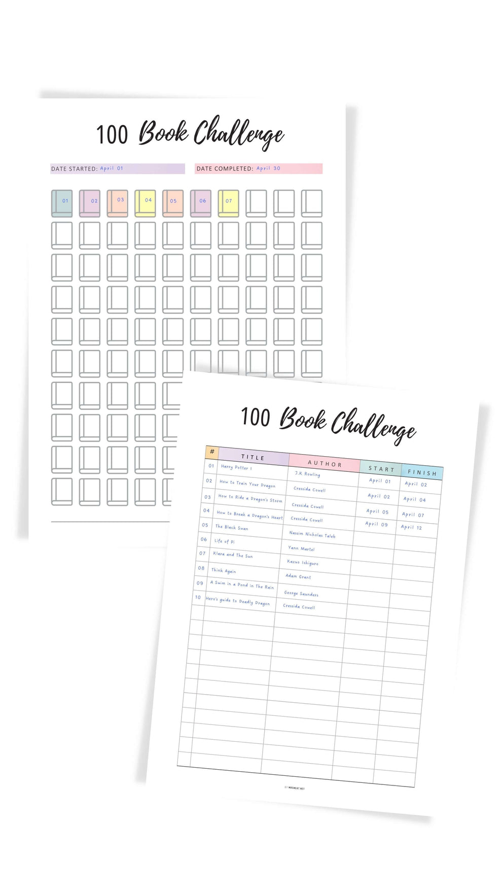 100 Book Challenge Template Printable mrsneat
