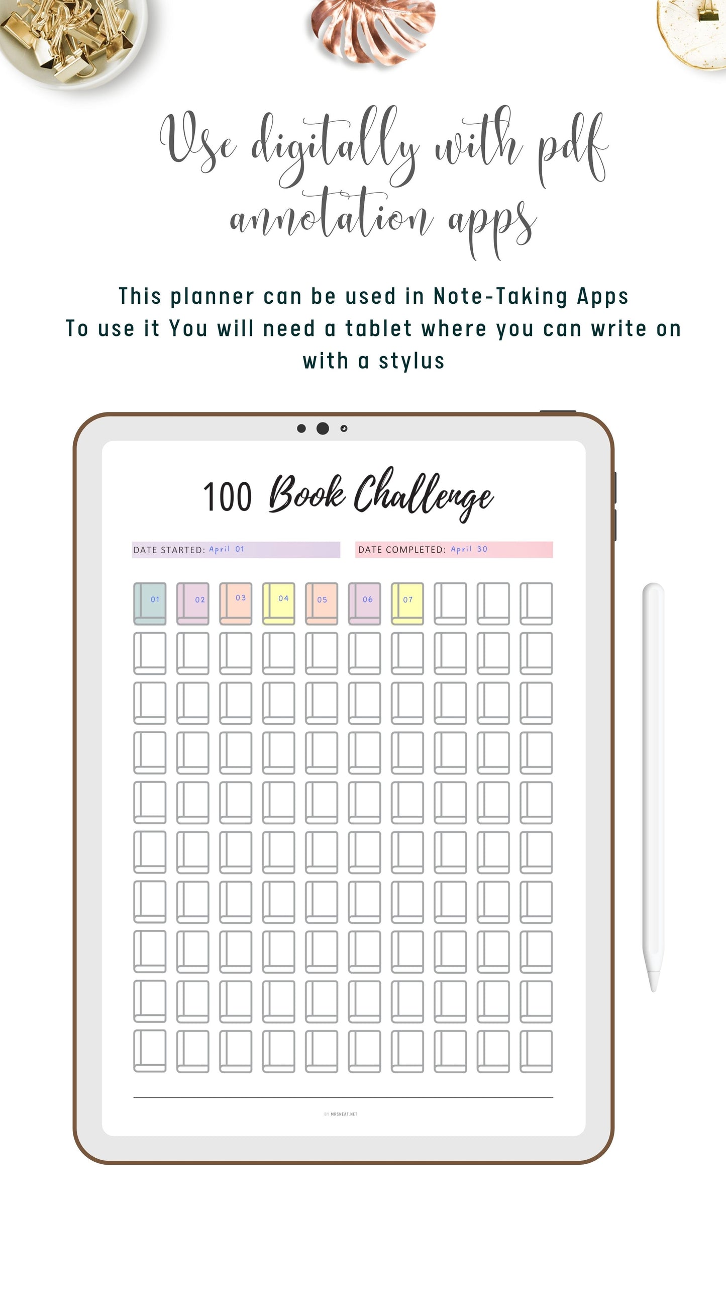 Digital 100 Book Challenge Template PDF