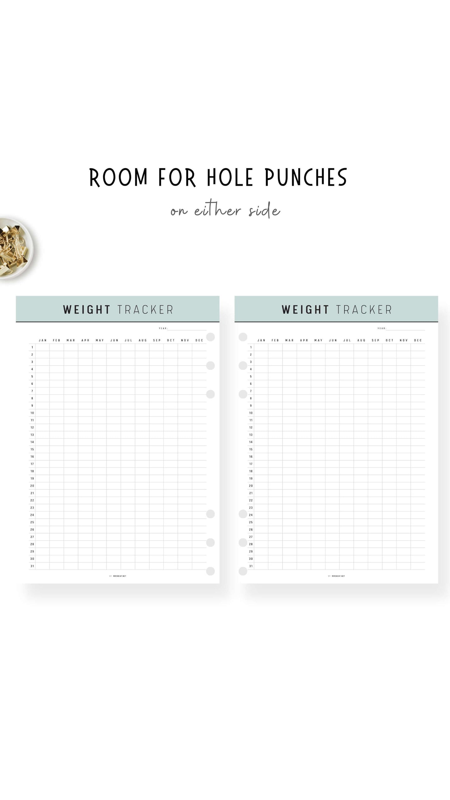 365 Day Weight Loss Tracker Template Printable