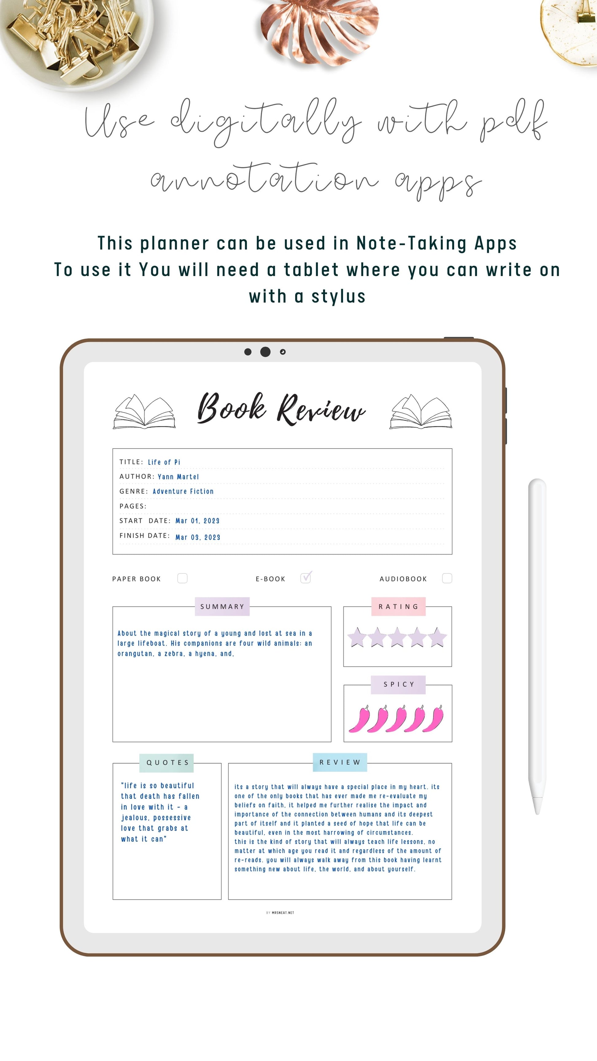 Digital Colorful Book Review Template PDF