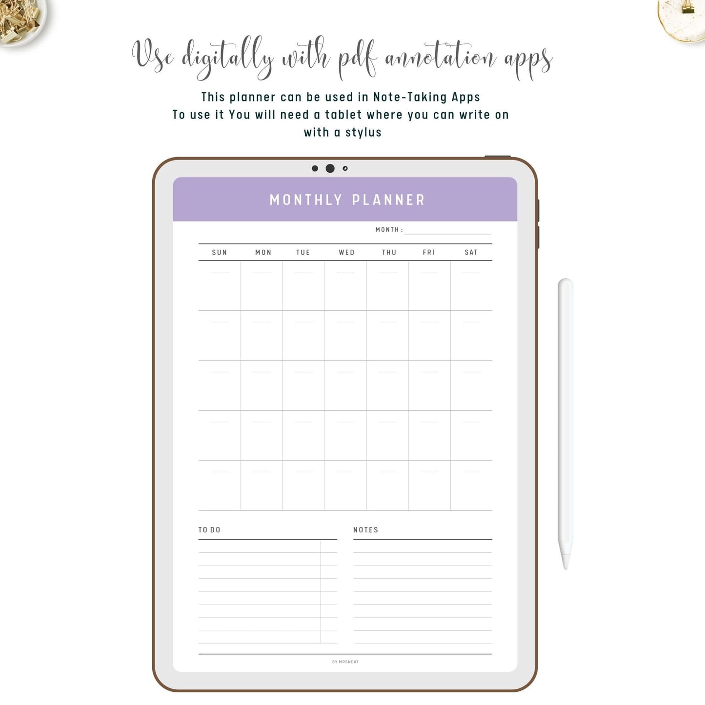 Digital Daily Weekly Monthly Planner Bundle PDF