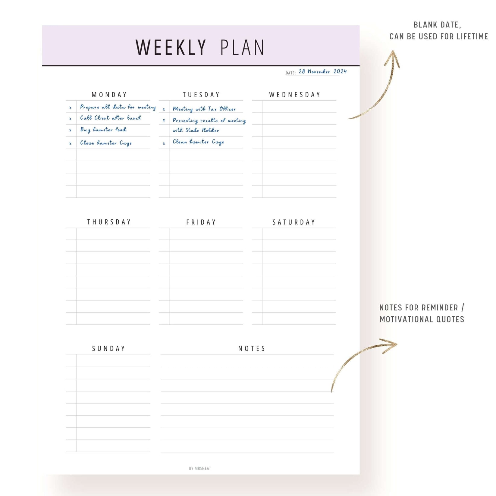 Daily Weekly Monthly Planner Bundle Printable - M278 – mrsneat
