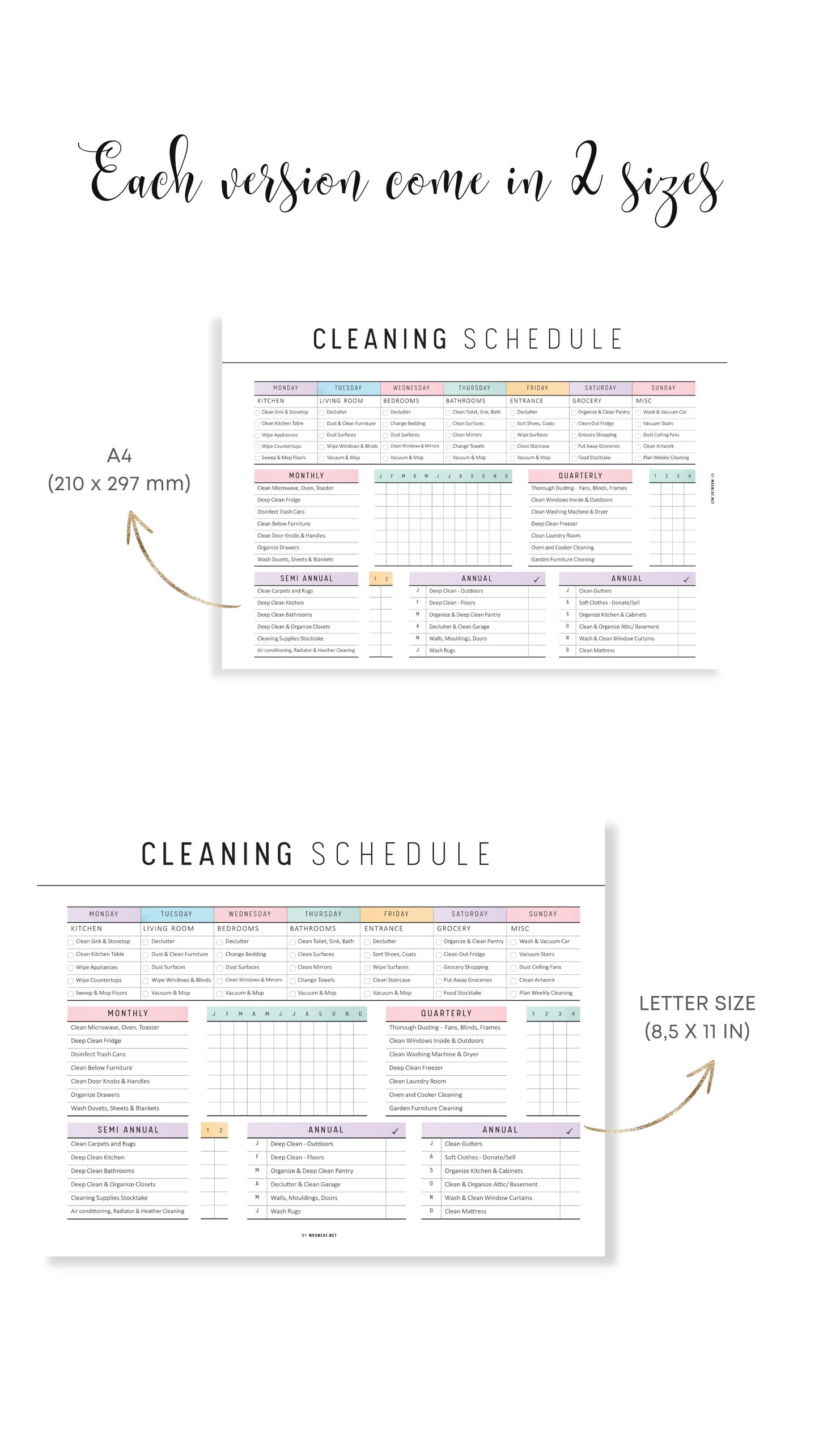 Colorful Cleaning Schedule Template