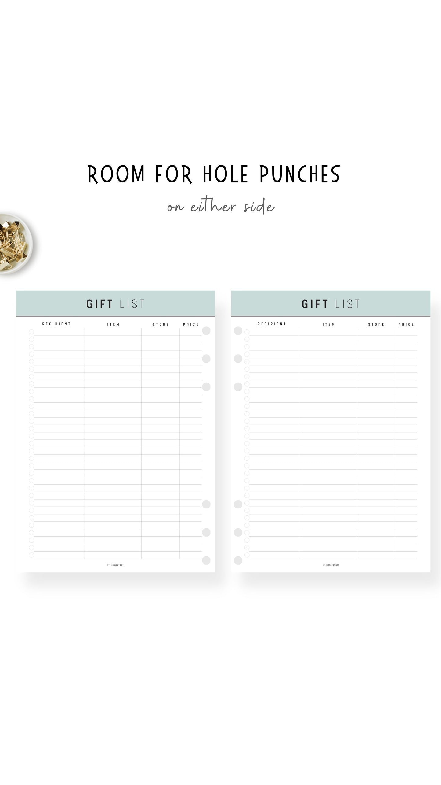 Gift List Template for Wedding