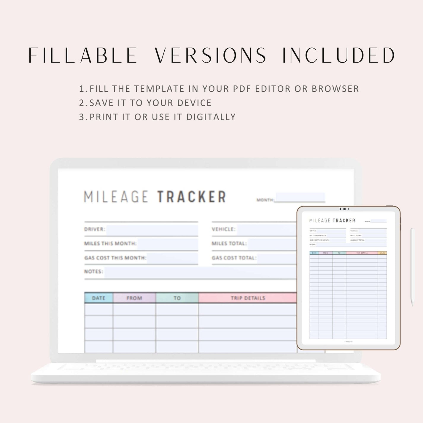 Colorful Mileage Tracker Printable – mrsneat