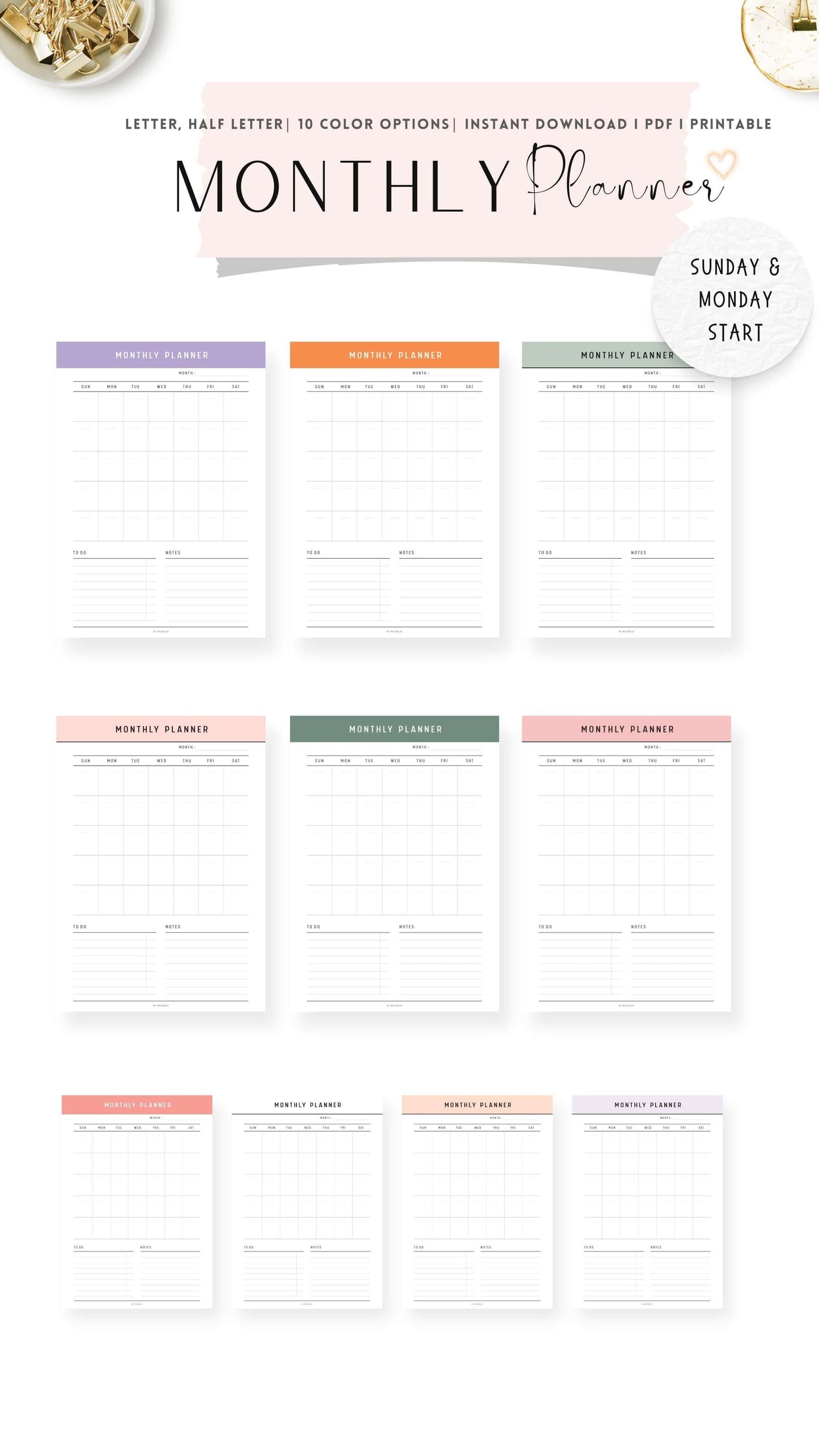 Colorful Monthly Planner Template