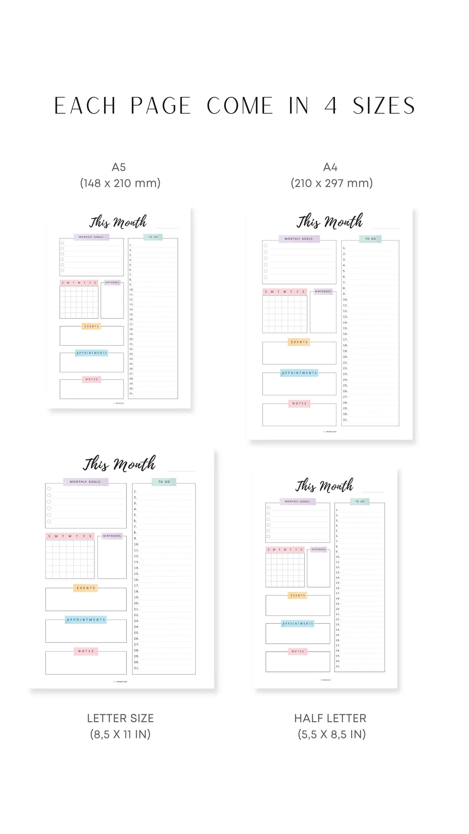 Printable Monthly Planner Template PDF – mrsneat