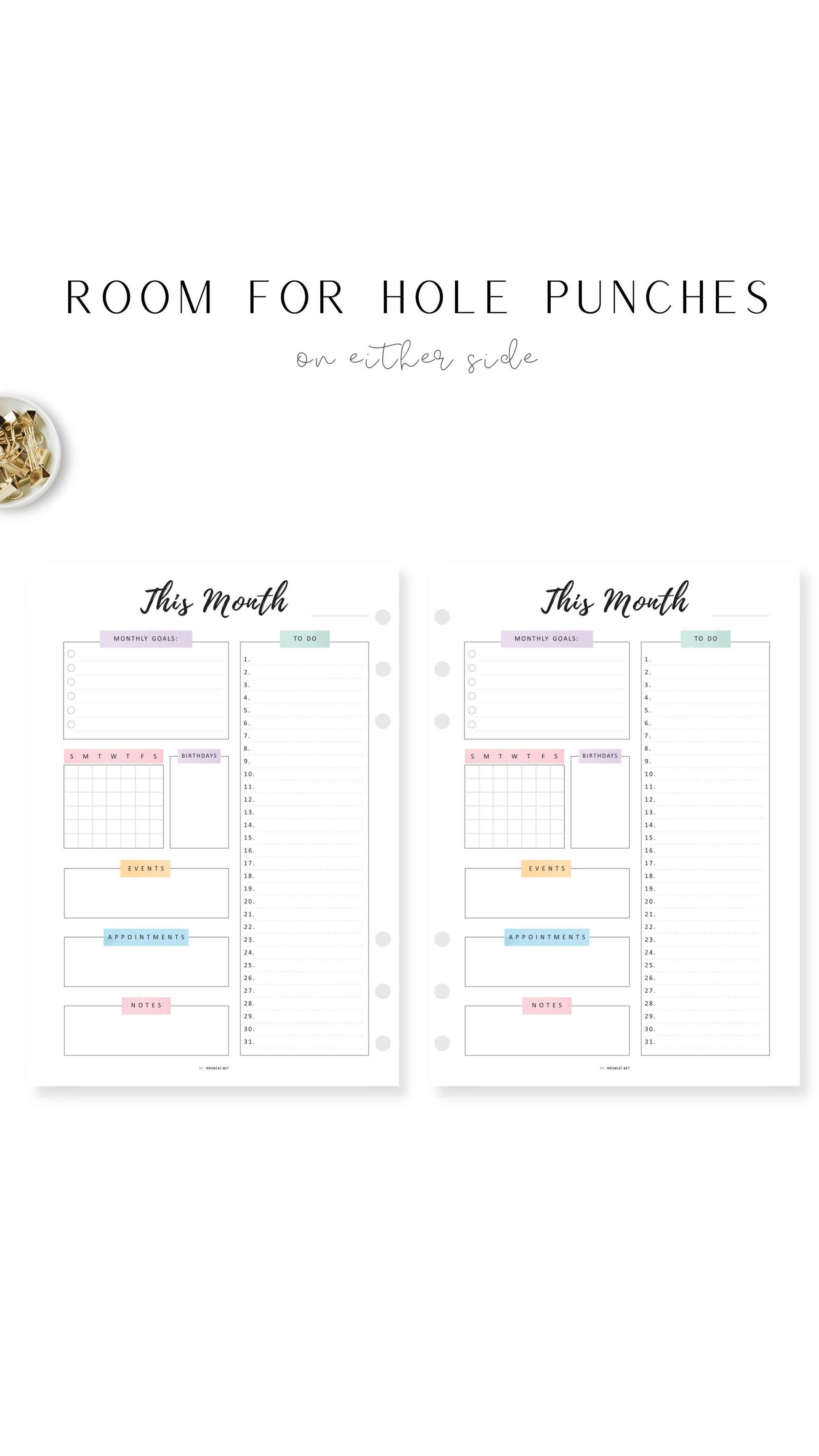 Printable Monthly Planner Insert