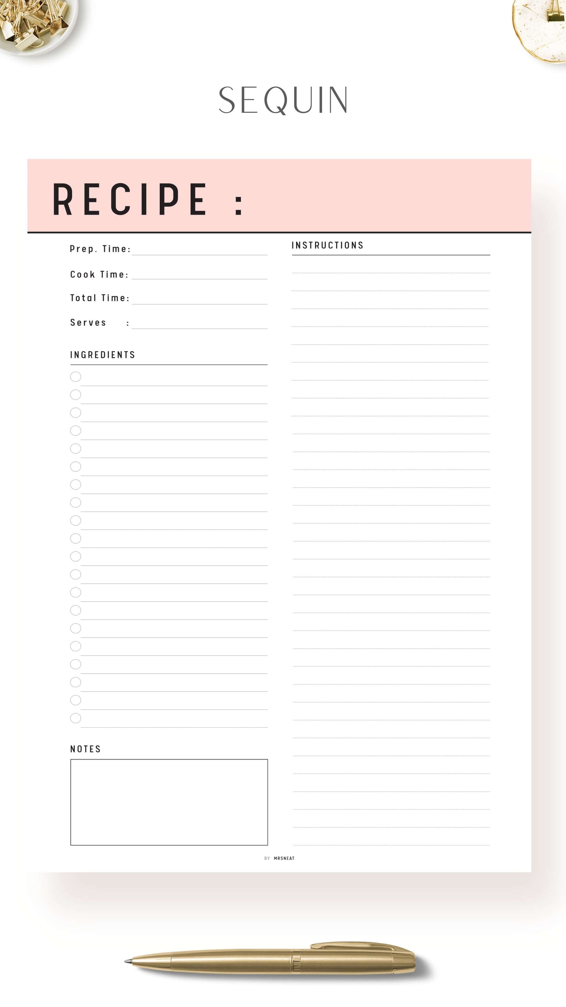 Simple Recipe Page Template - M248 – mrsneat simple-recipe-page-template-m248-mrsneat