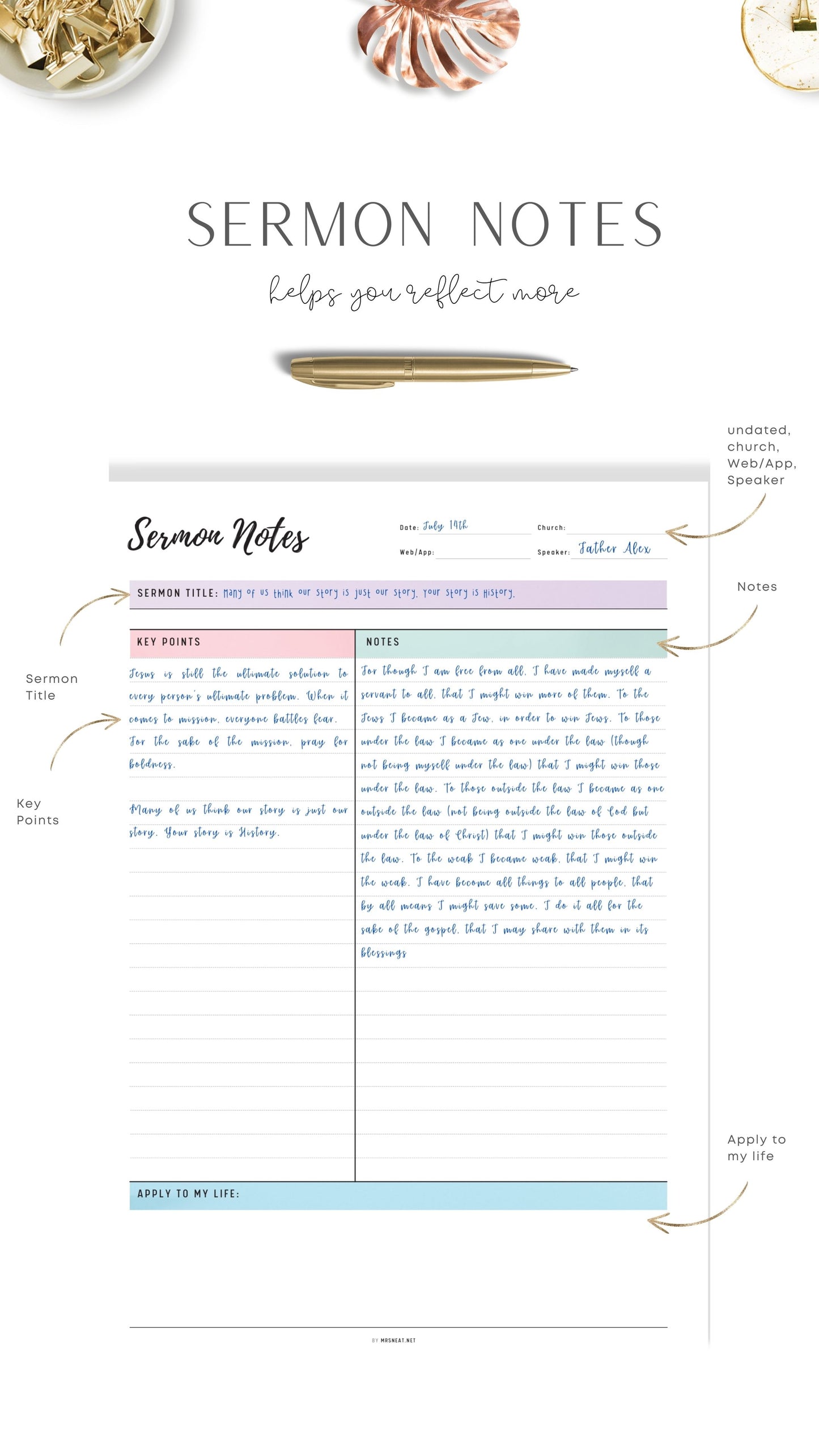 How to use Sermon Notes Journal Printable