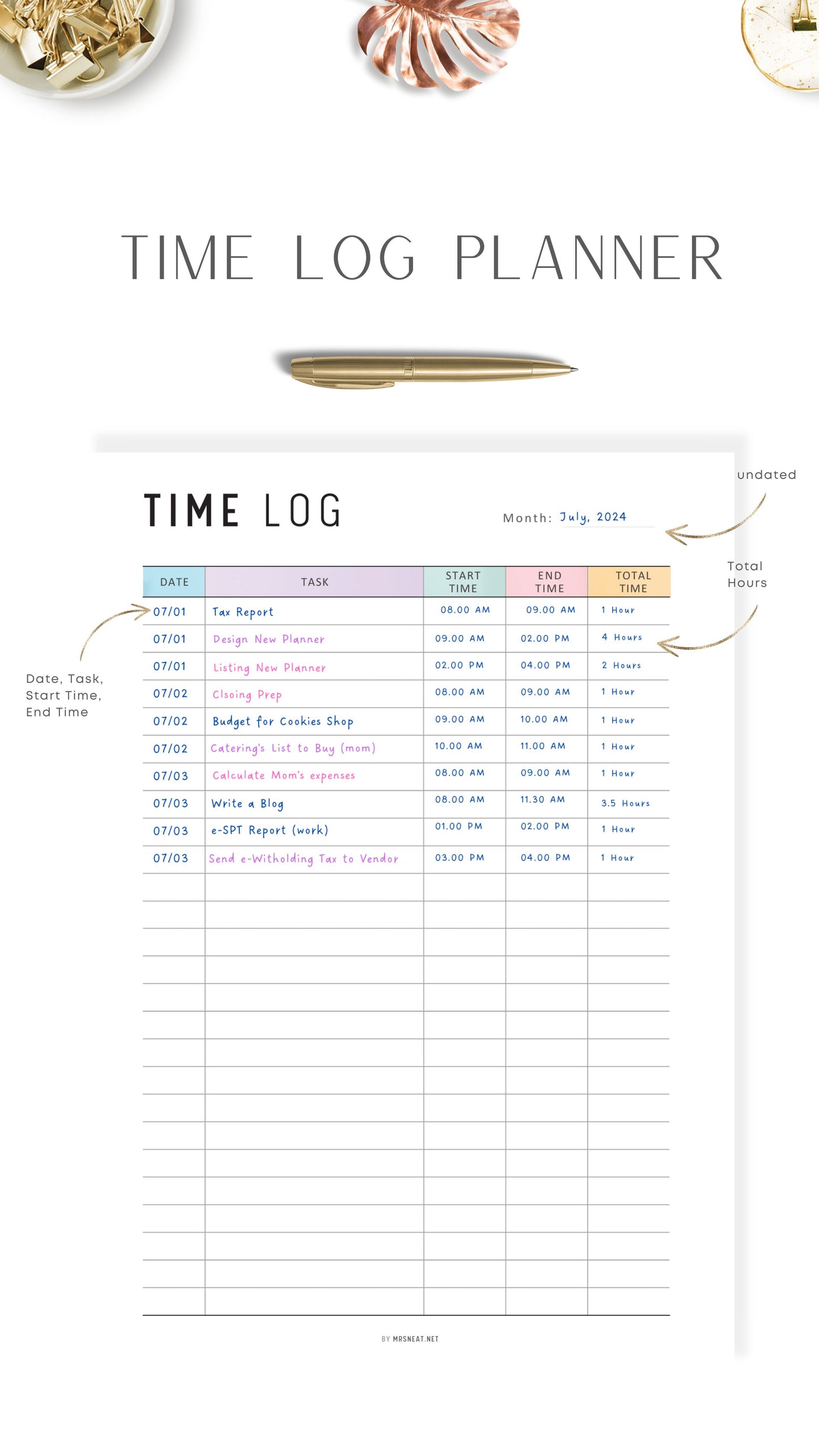 How to use Time Management Planner Printable