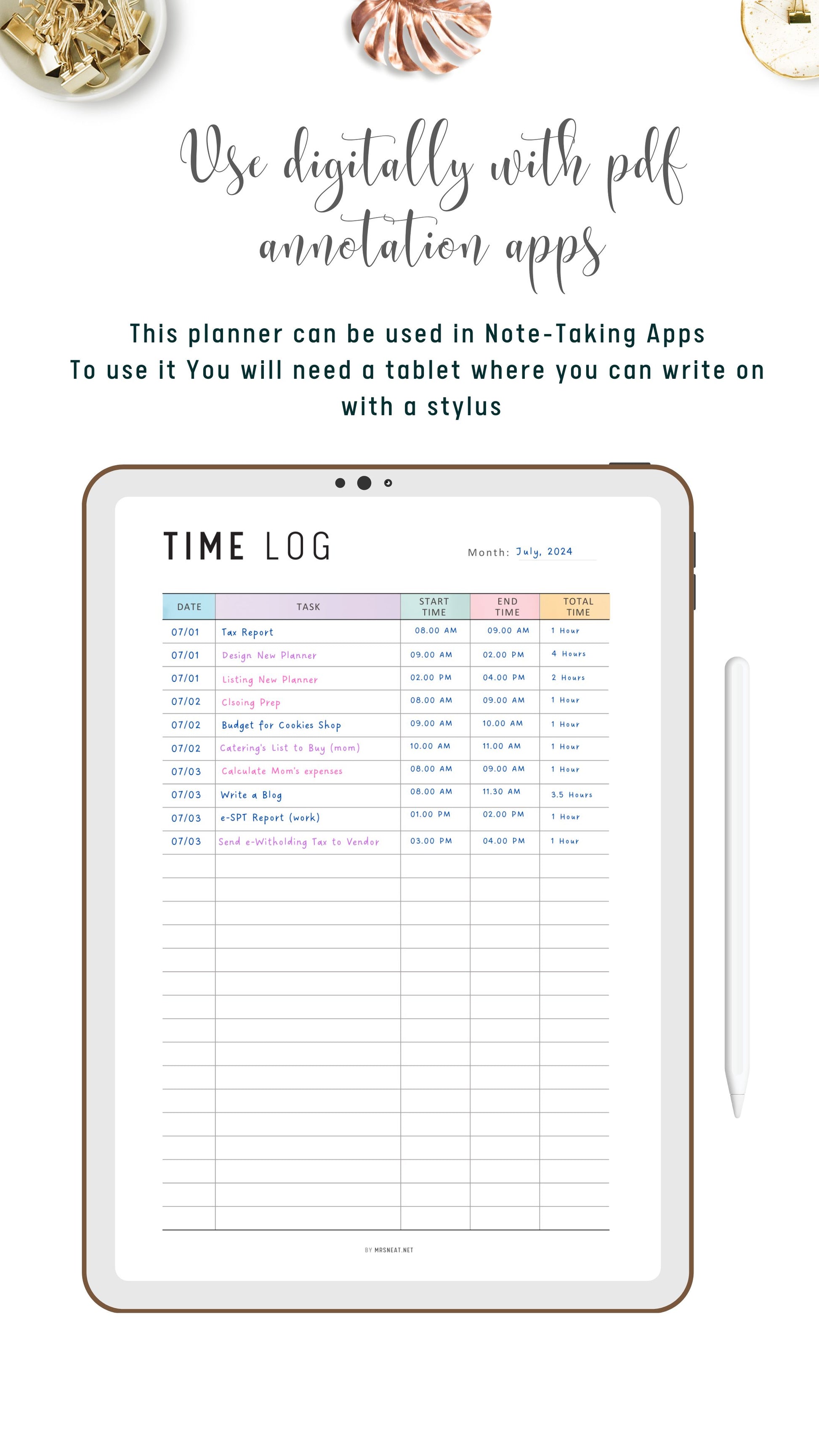 Digital Time Management Planner PDF