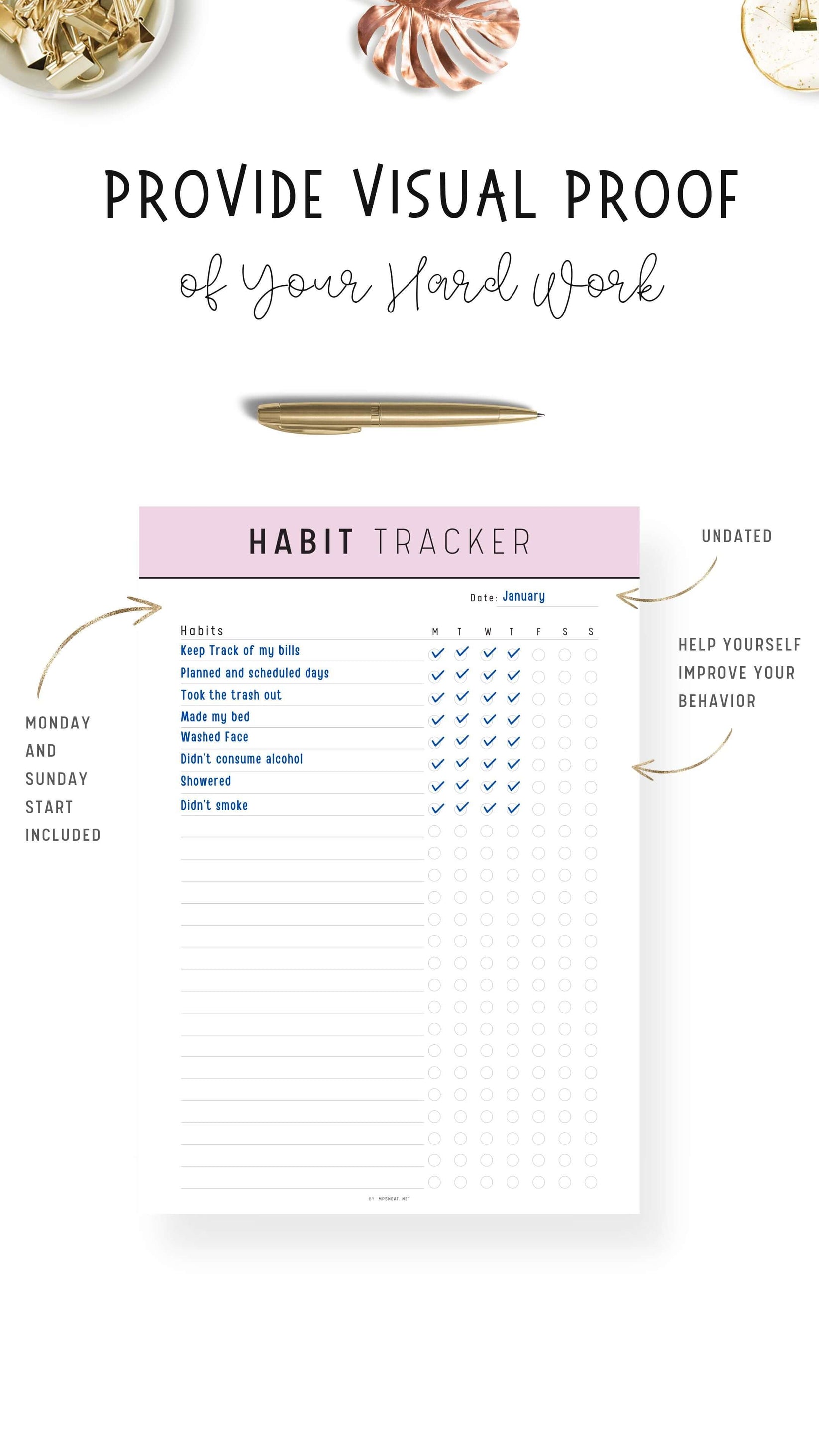 Weekly Habit Tracker Template Printable – mrsneat