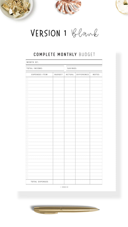 Complete Monthly Budget Template Printable – mrsneat